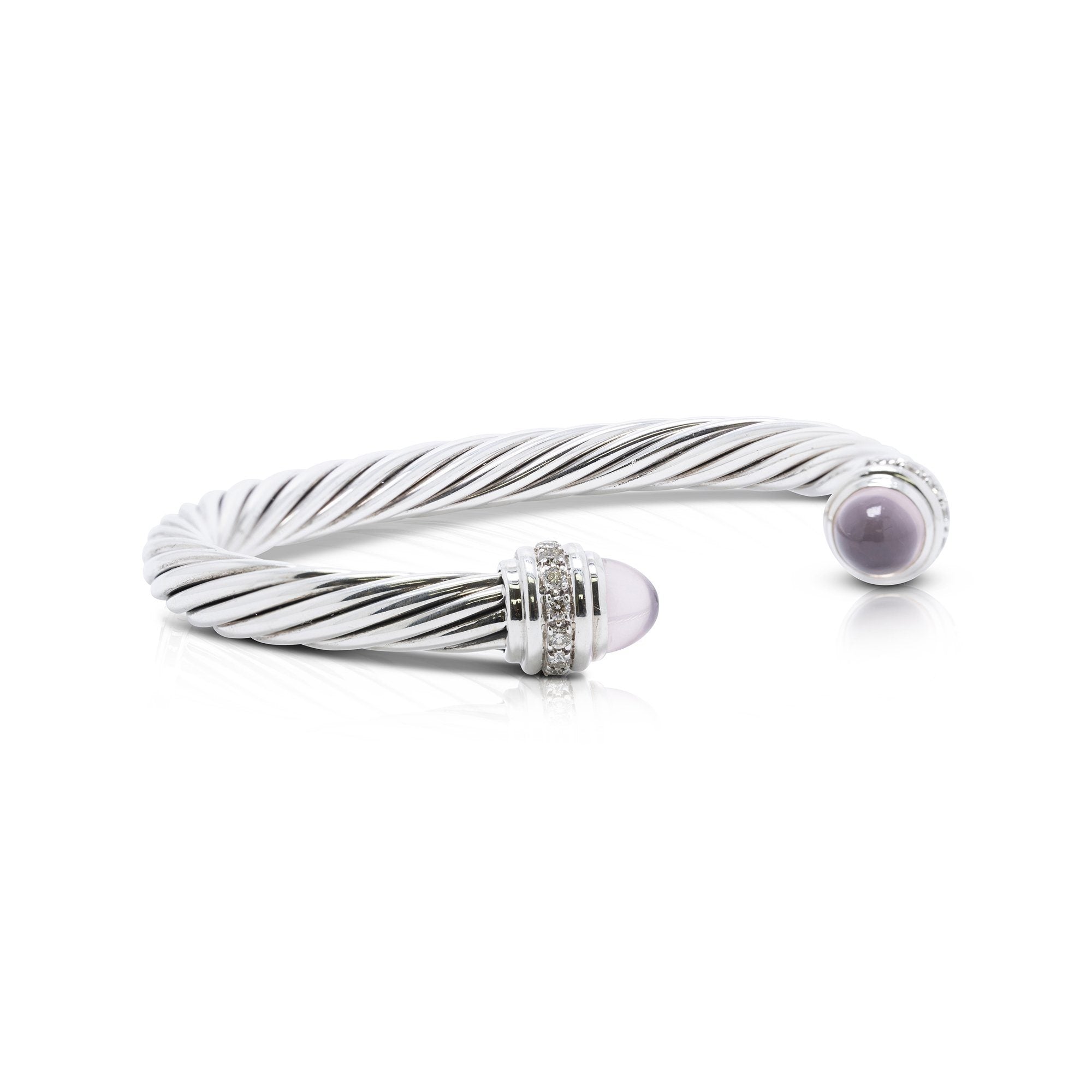 David Yurman Cable Classics Bracelet with Rose Quartz and Diamonds