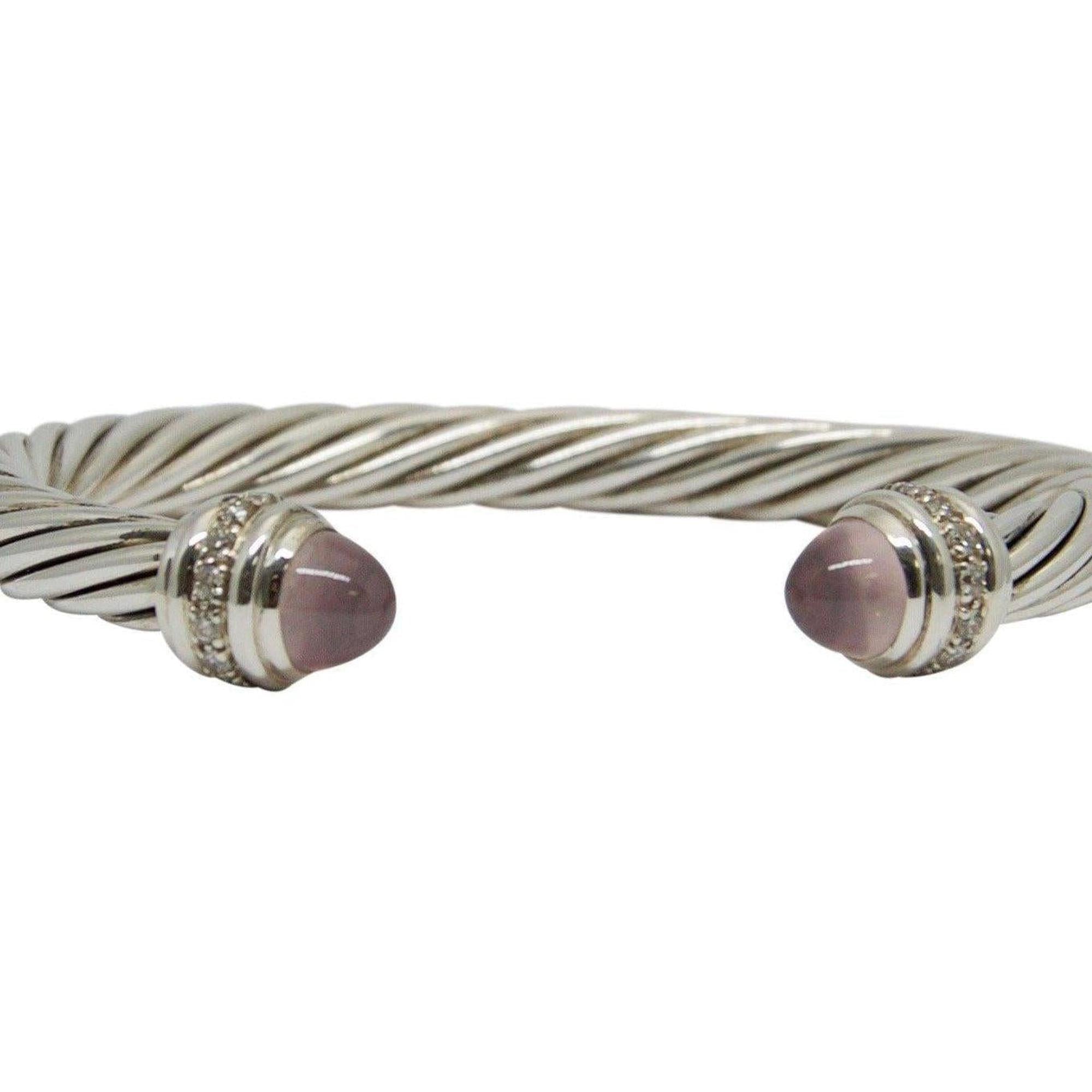 David Yurman Cable Classics Bracelet with Rose Quartz and Diamonds