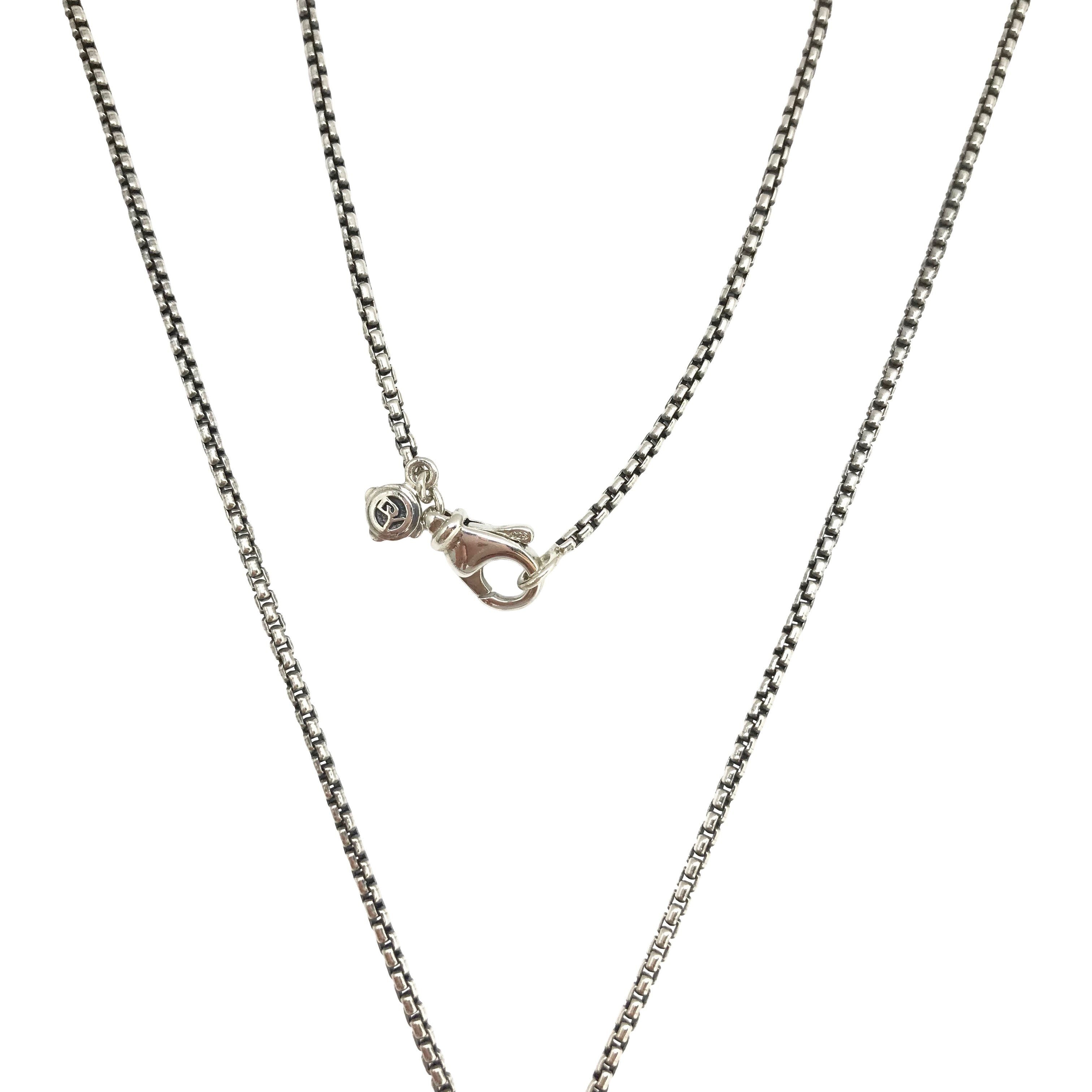 David Yurman Cable Starlight Diamond X Circle Pendant Necklace