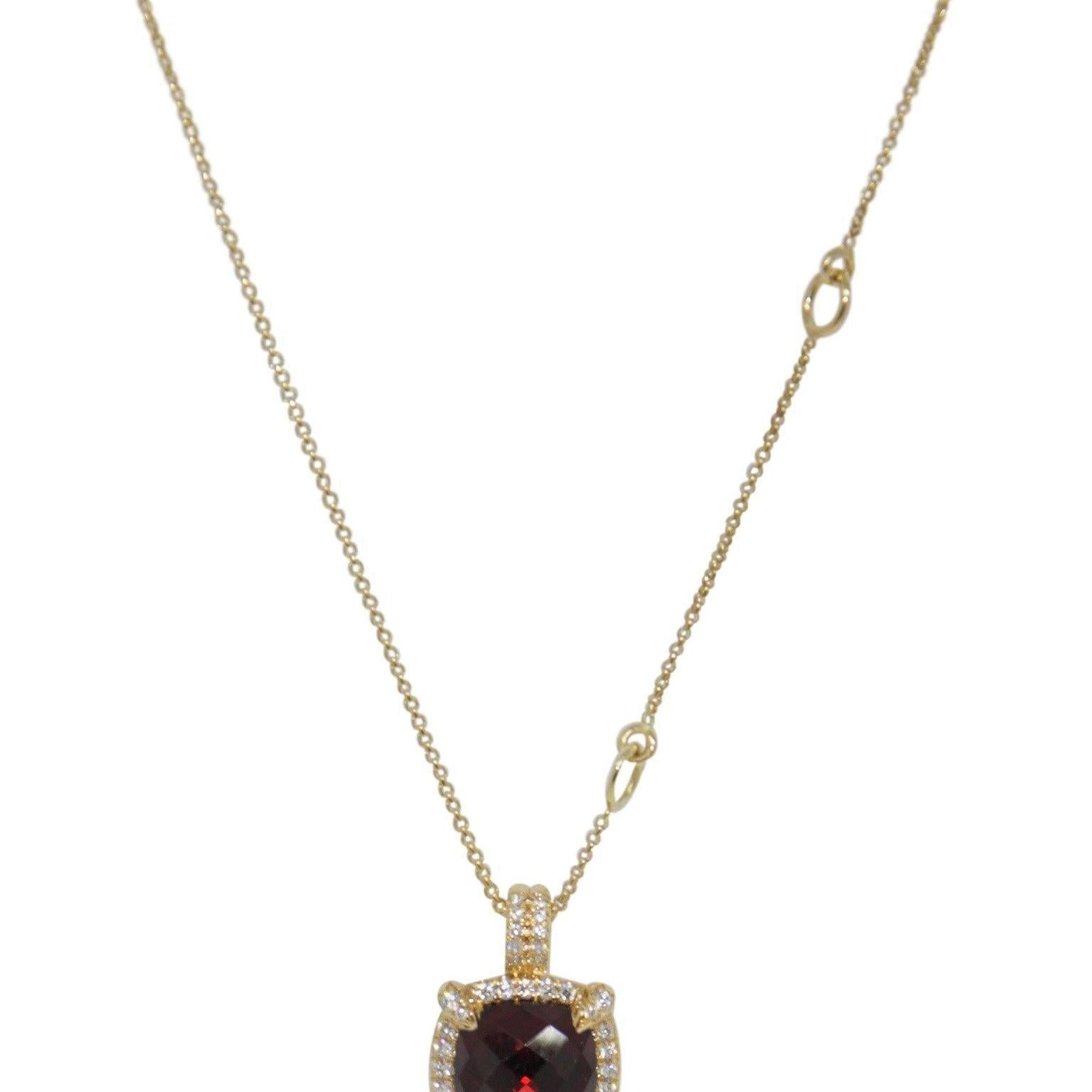 David Yurman Chatelaine Garnet and Diamond Pendant Necklace