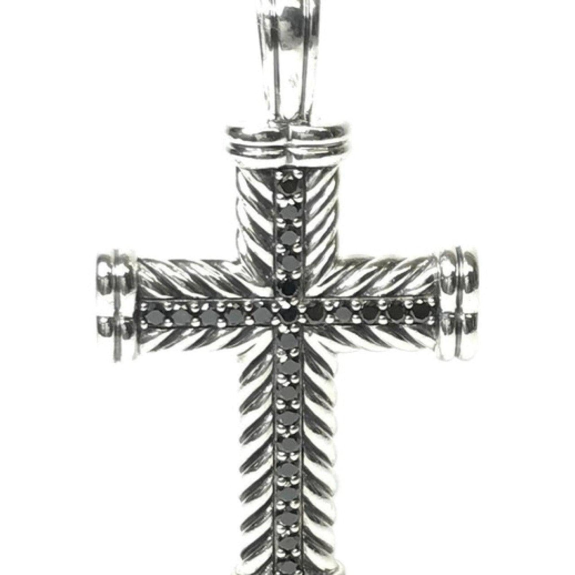 David Yurman Chevron Cross Pendant with Black Diamonds