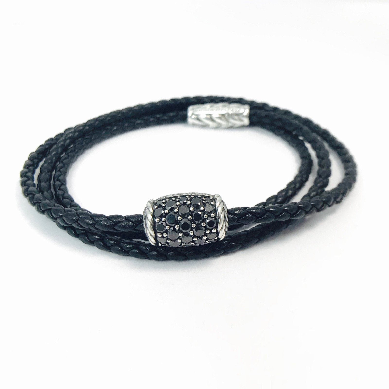 David Yurman Chevron Narrow Triple Wrap Woven Leather Bracelet