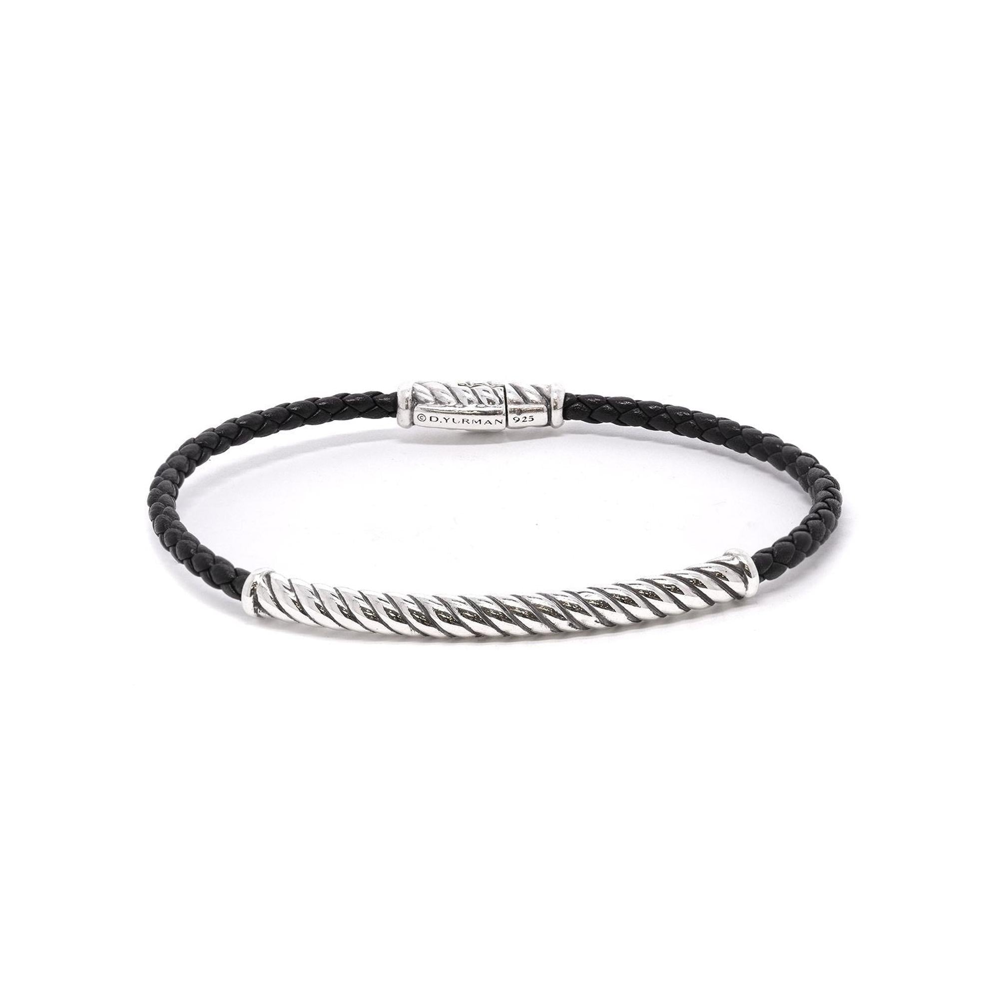 David Yurman Chevron Woven Leather Bracelet