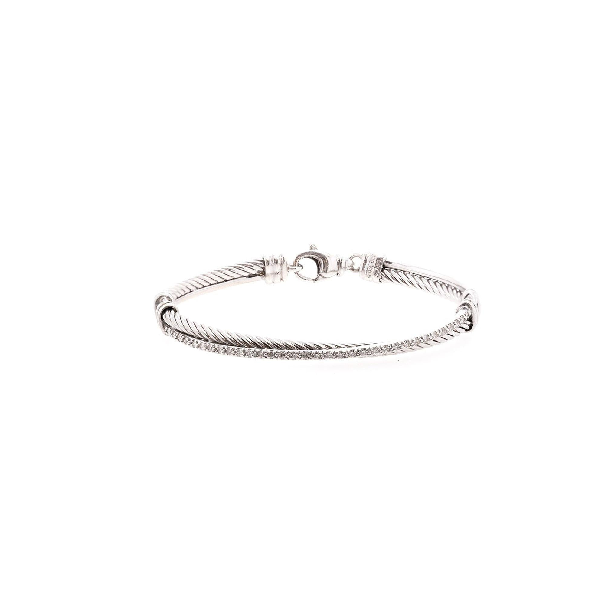 David Yurman Crossover Linked Bracelet with Pave Diamonds