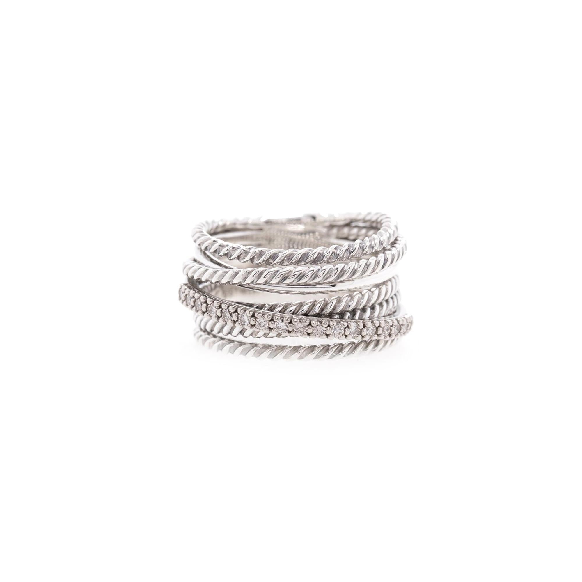 David Yurman Crossover Wide Ring with Diamonds w/ Box