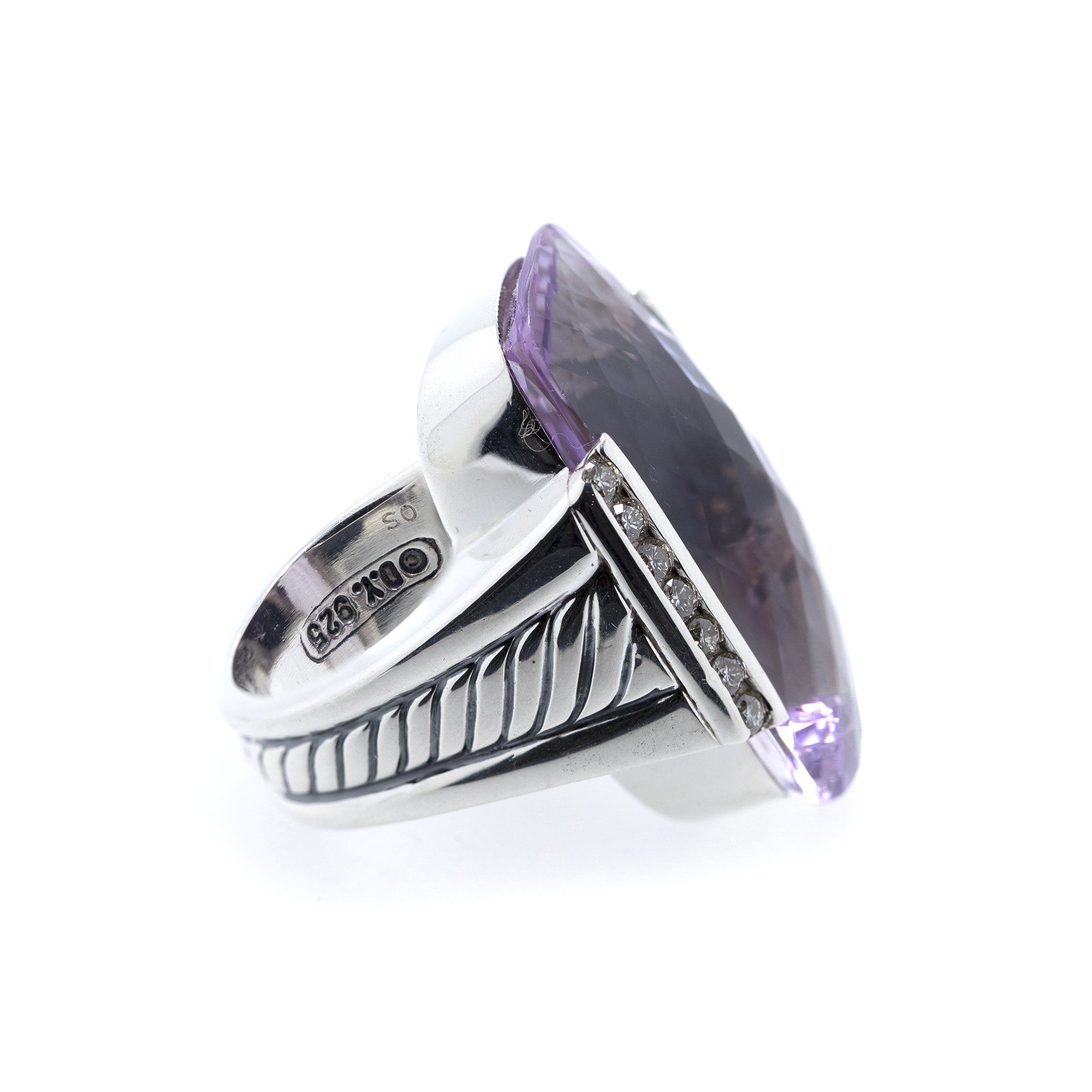 David Yurman Deco Amethyst & Diamond Ring