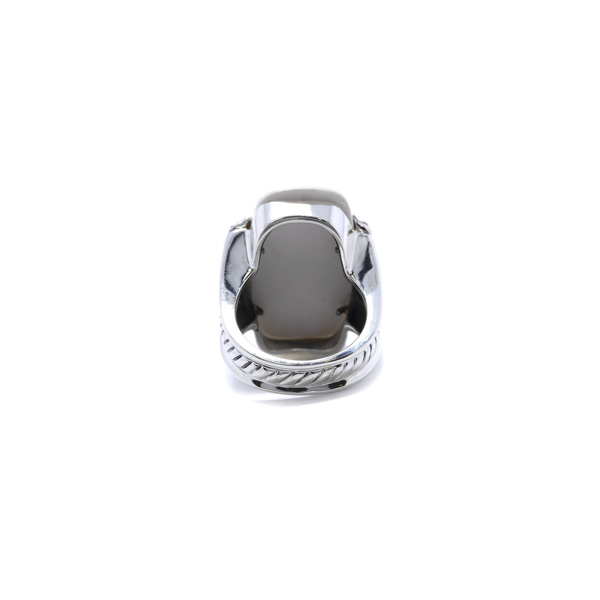 David Yurman Deco White Agate & Diamond Cocktail Ring