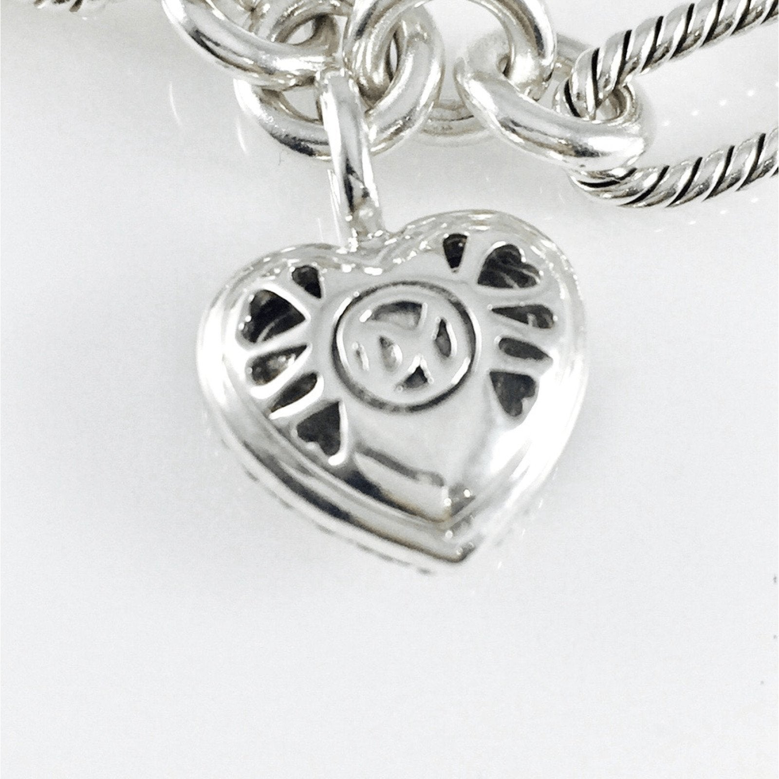 David Yurman Diamond Cable Heart Charm Bracelet