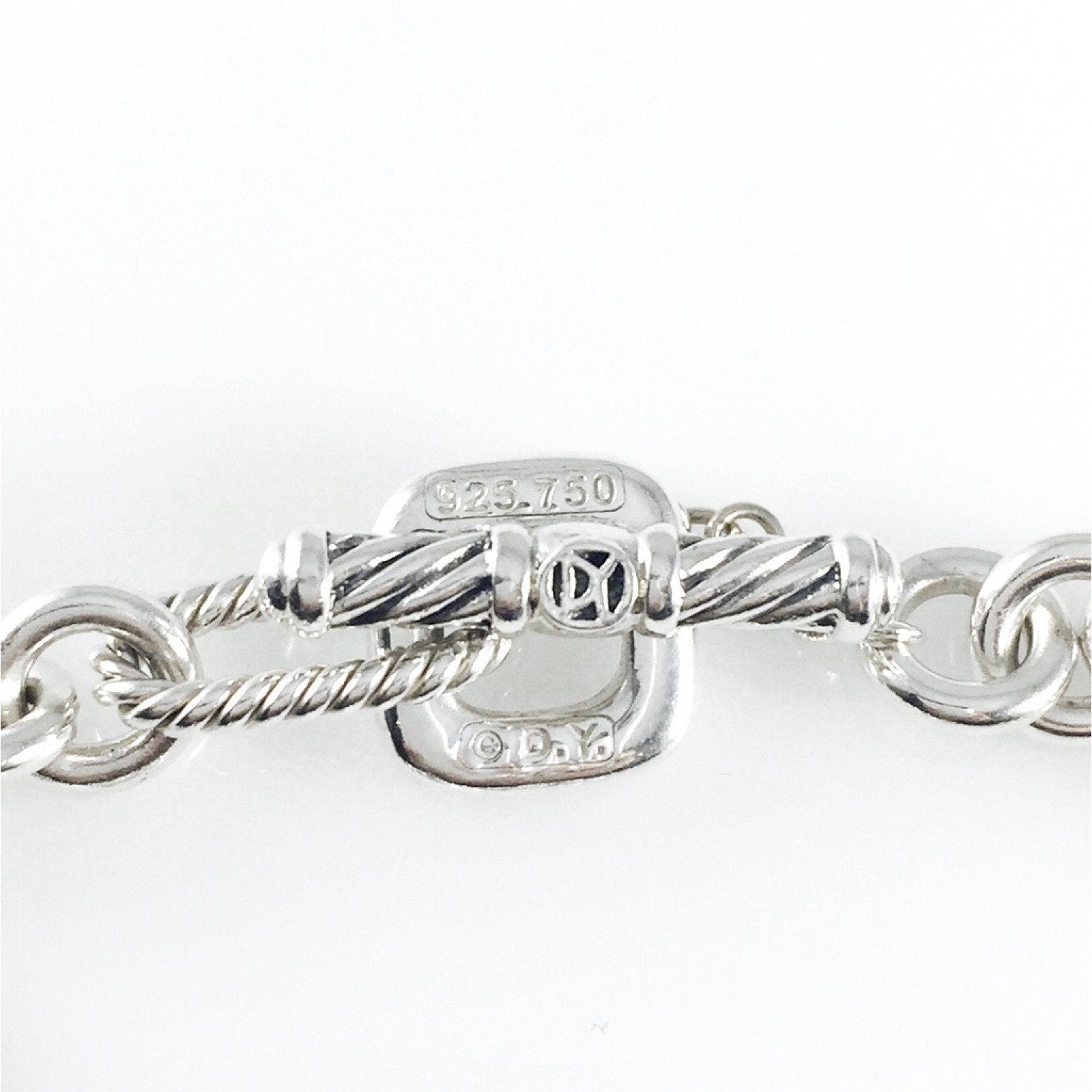 David Yurman Diamond Cable Heart Charm Bracelet