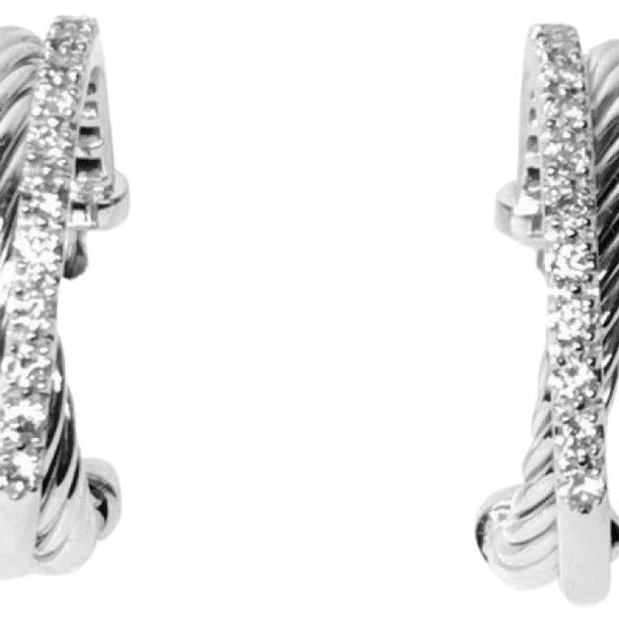 David Yurman Diamond Crossover Small Hoop Earrings
