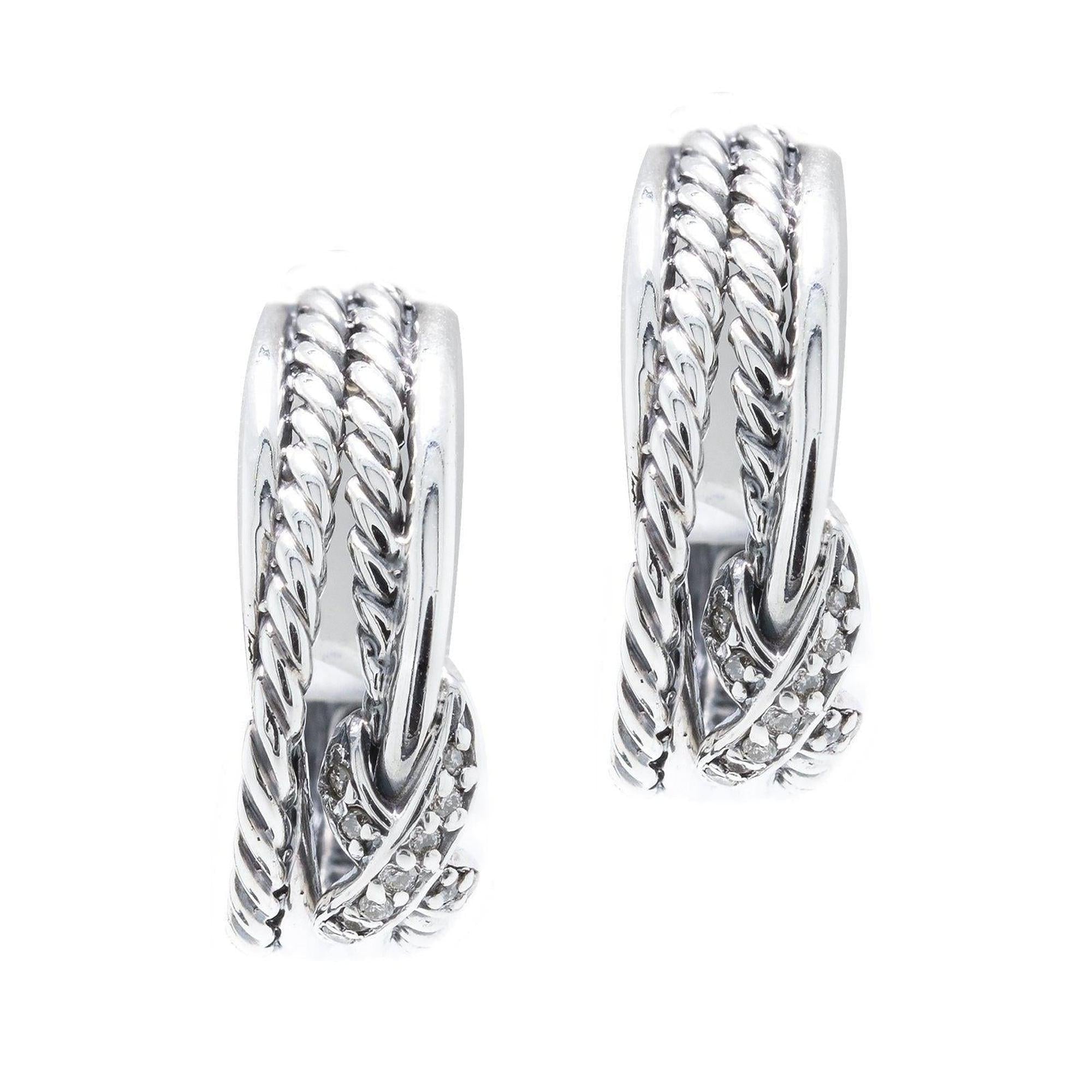 David Yurman Diamond Crossover X Earrings