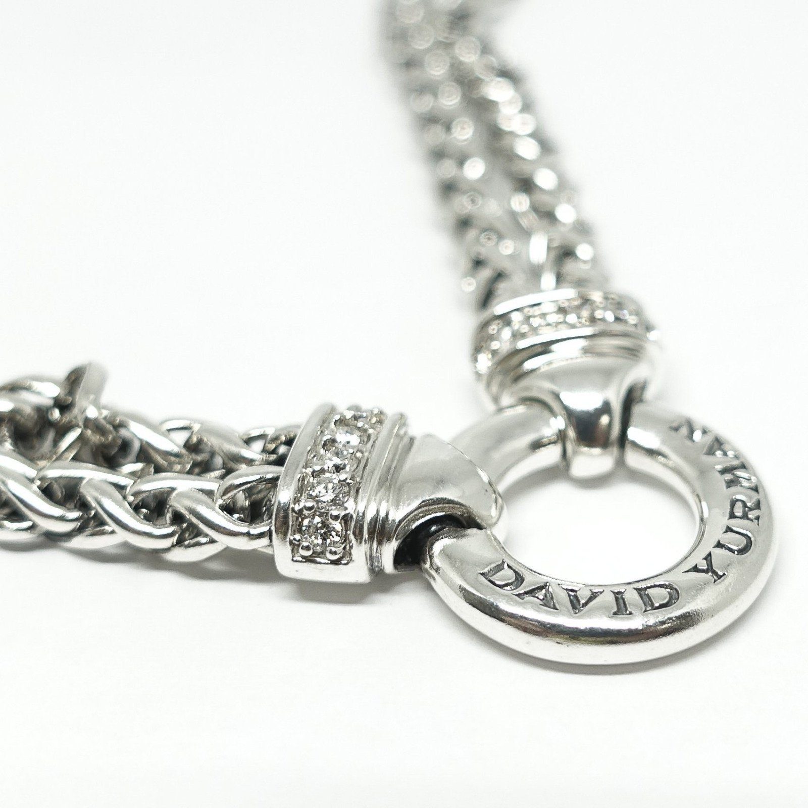 David Yurman Diamond Double Wheat Chain Necklace
