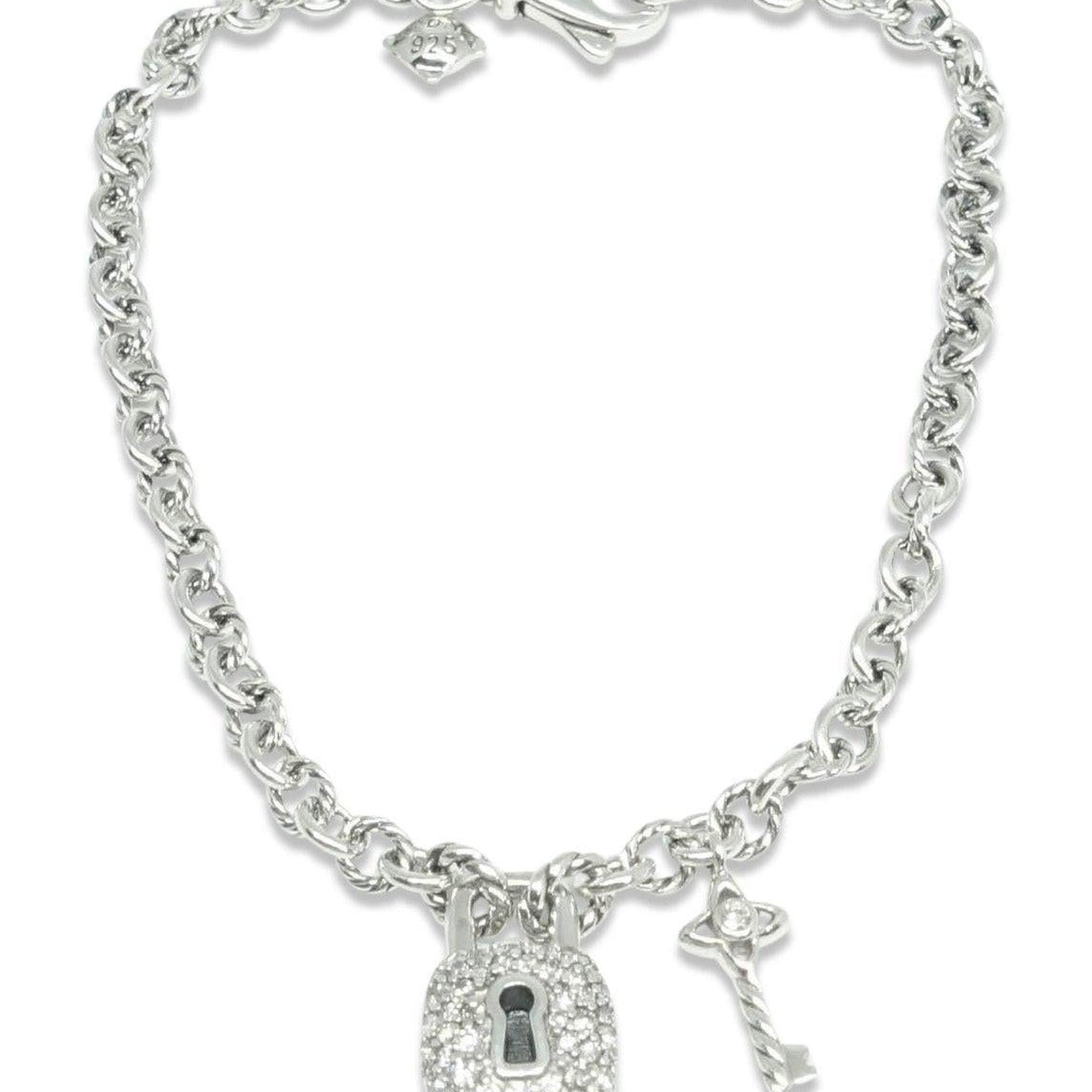 David Yurman Diamond Lock and Key Charm Bracelet