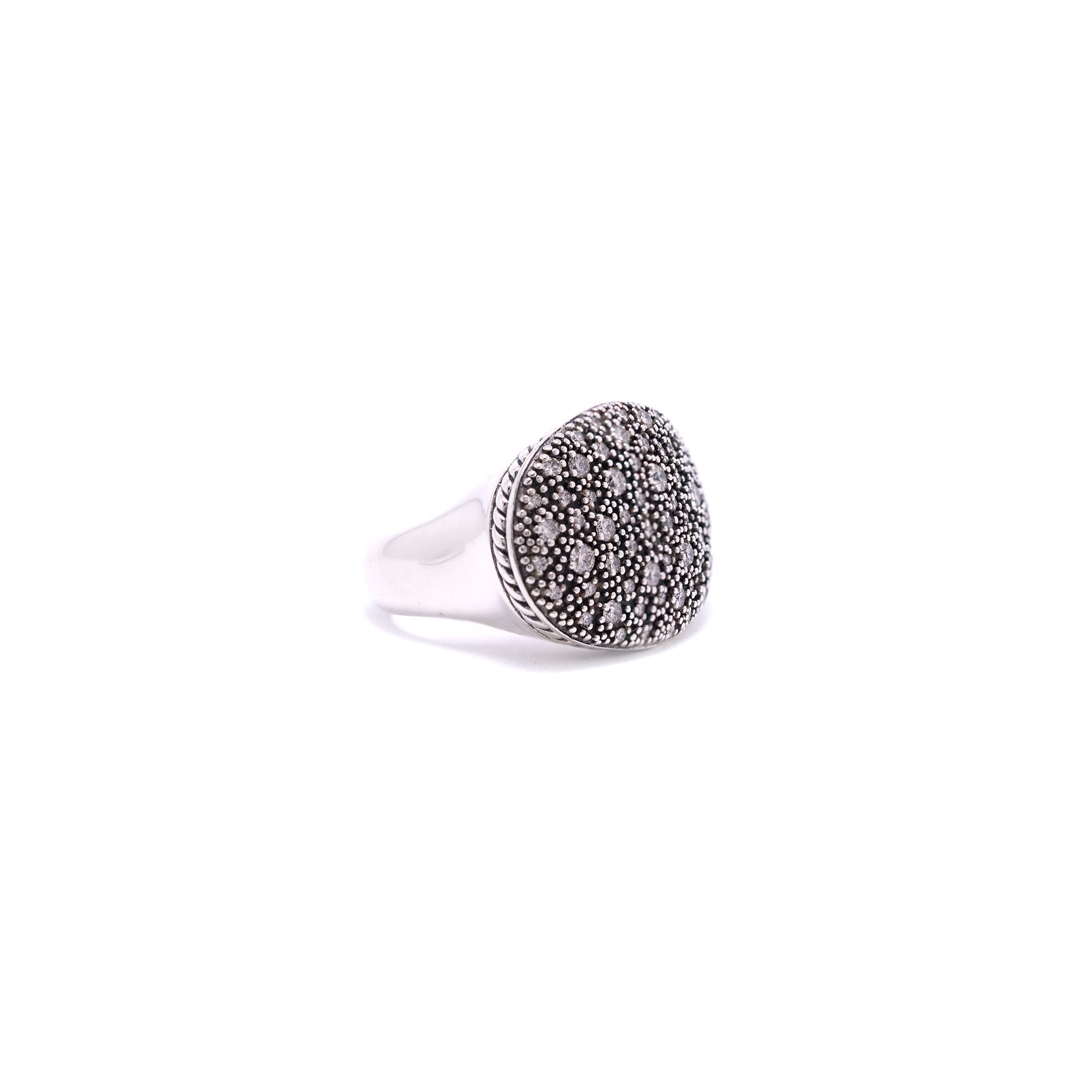 David Yurman Diamond Small Oval Midnight Melange Ring
