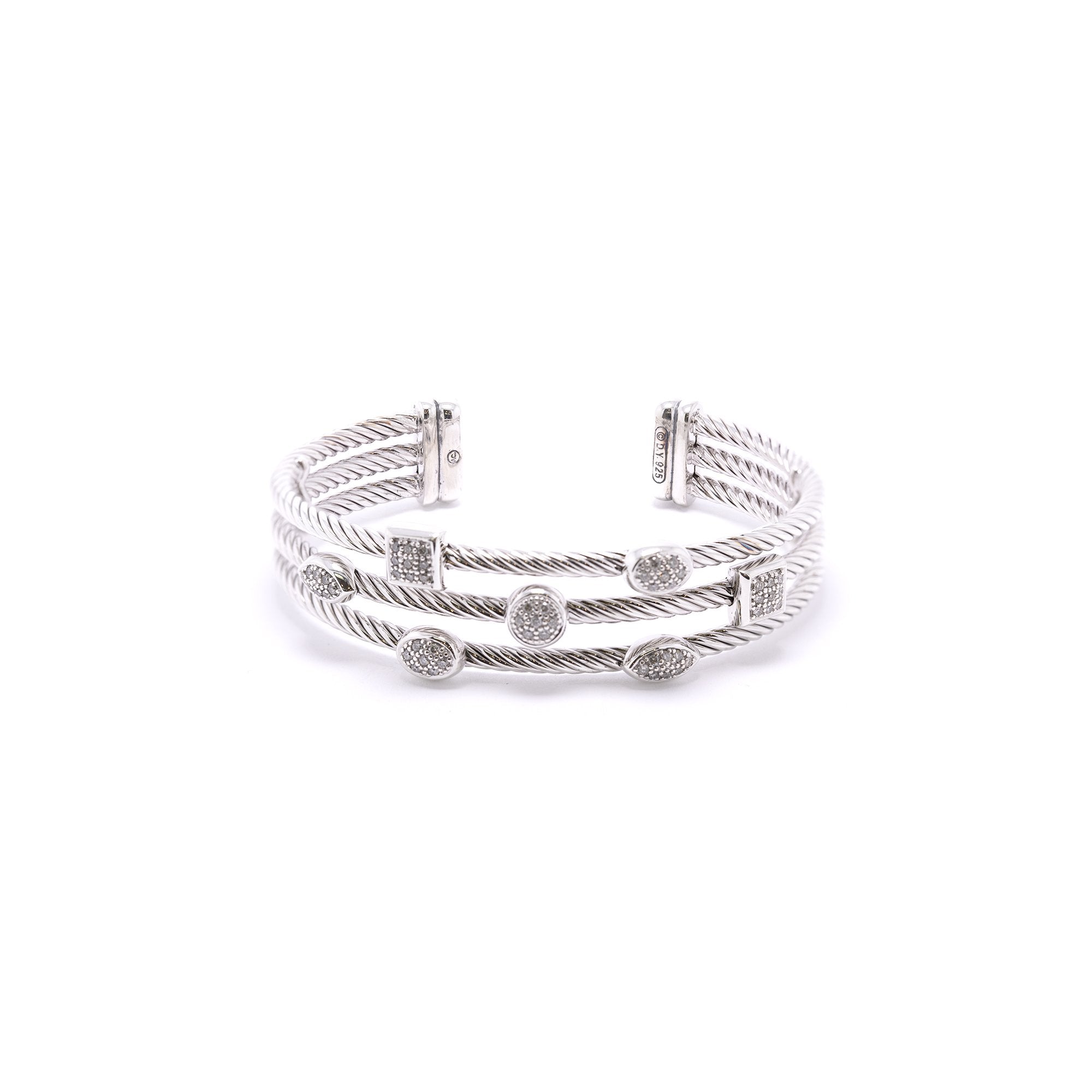 David Yurman Diamond Three Row Confetti Ice Cuff Bracelet