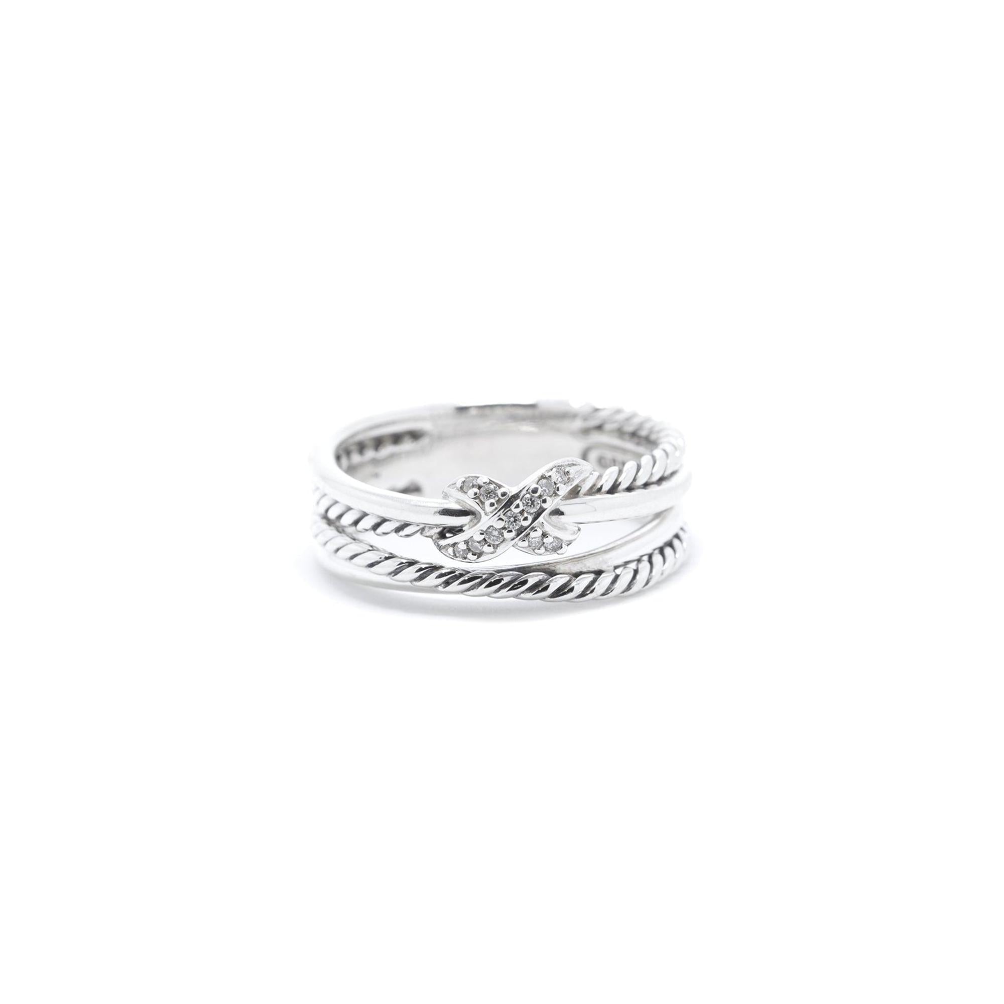 David Yurman Diamond 'X' Crossover Ring