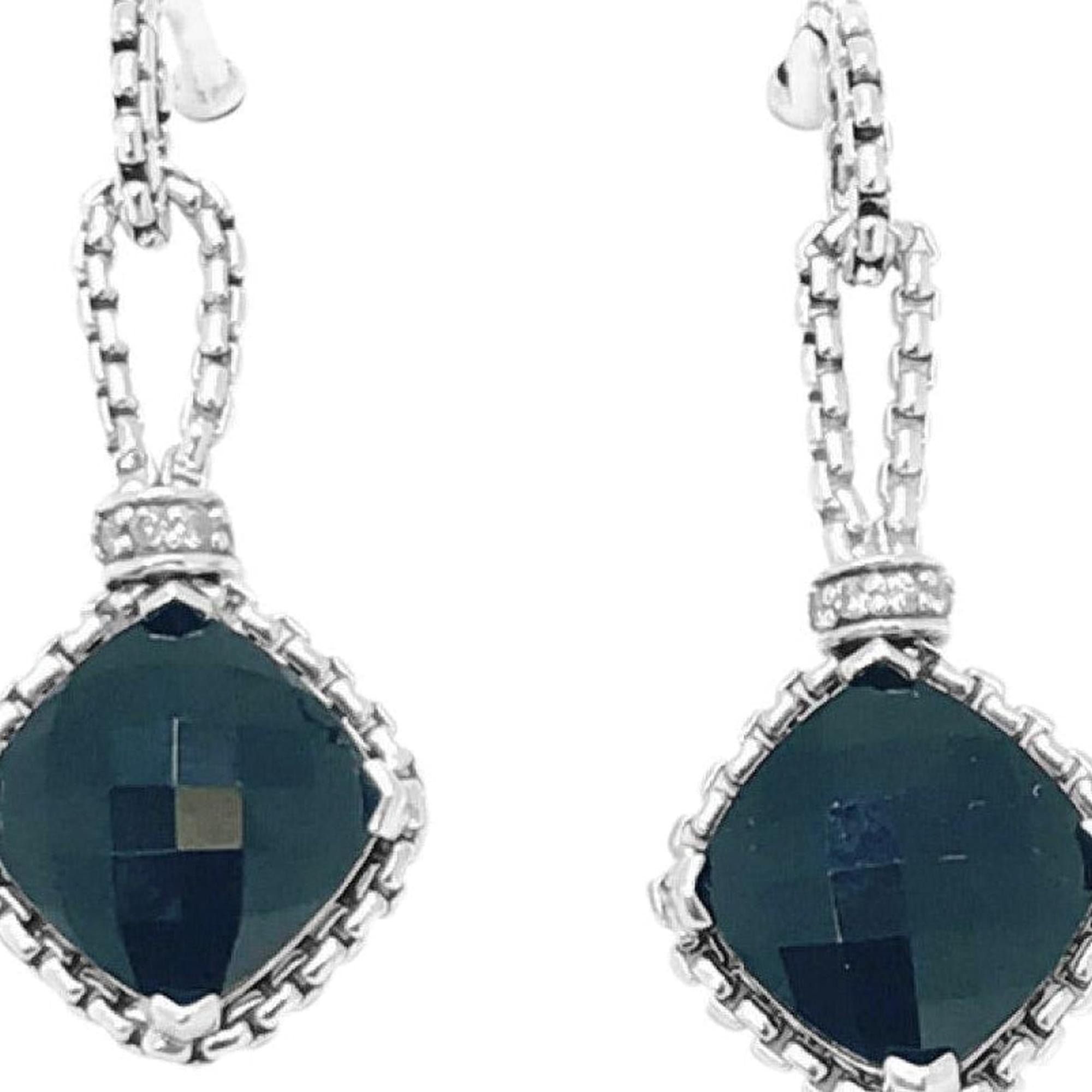 David Yurman Drop Style Diamond (0.13 TCW) and Black Onyx Earrings