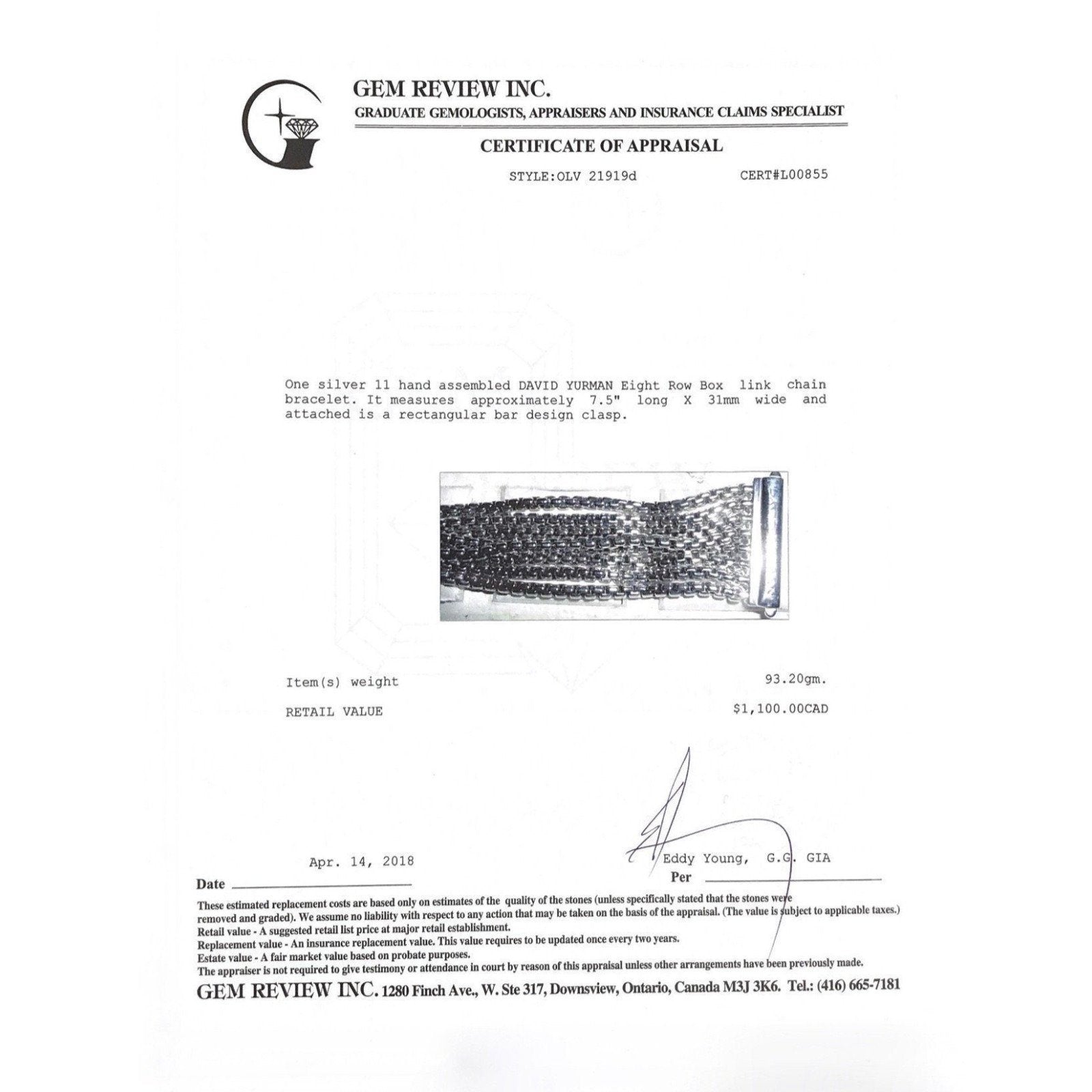 David Yurman Eight-Row Box Chain Bracelet