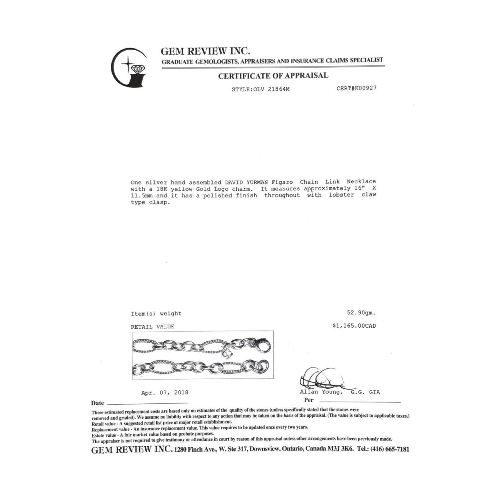 David Yurman Figaro Chain Link Necklace