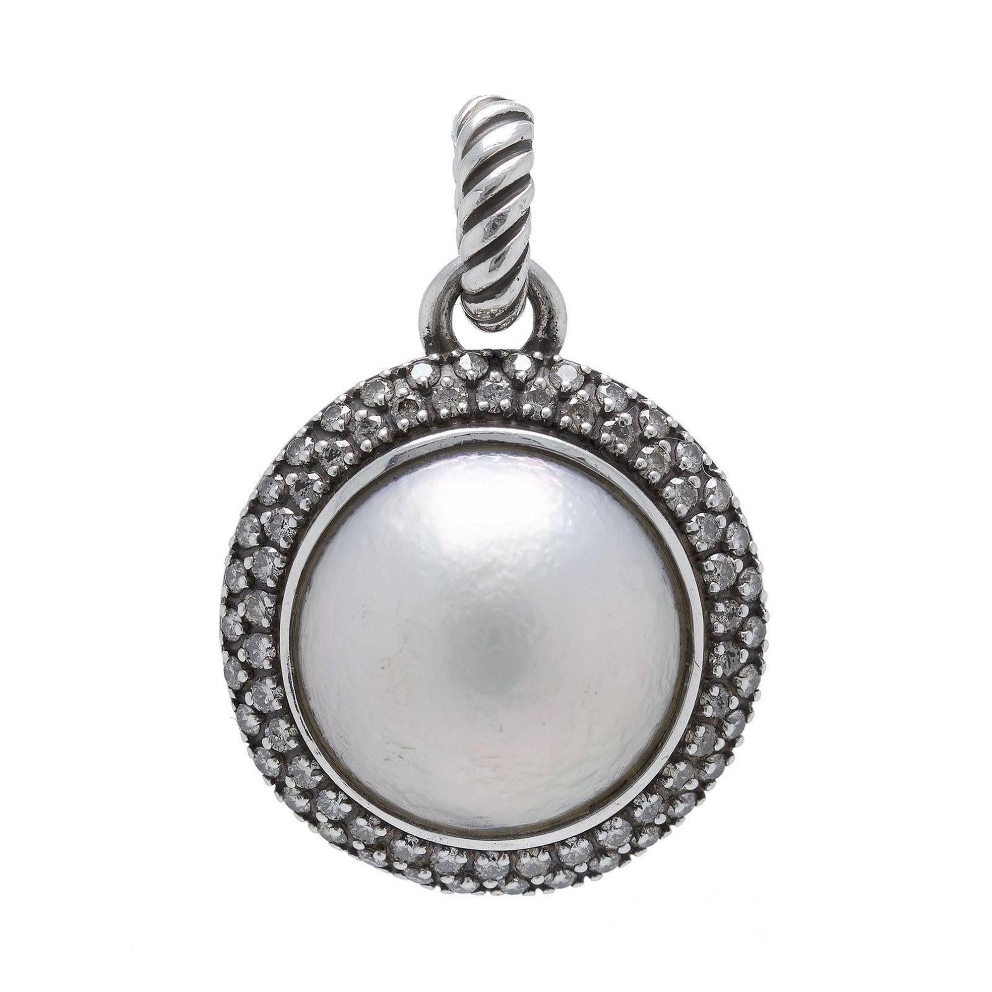 David Yurman Mabe Pearl & Diamond Cerise Enhancer Pendant