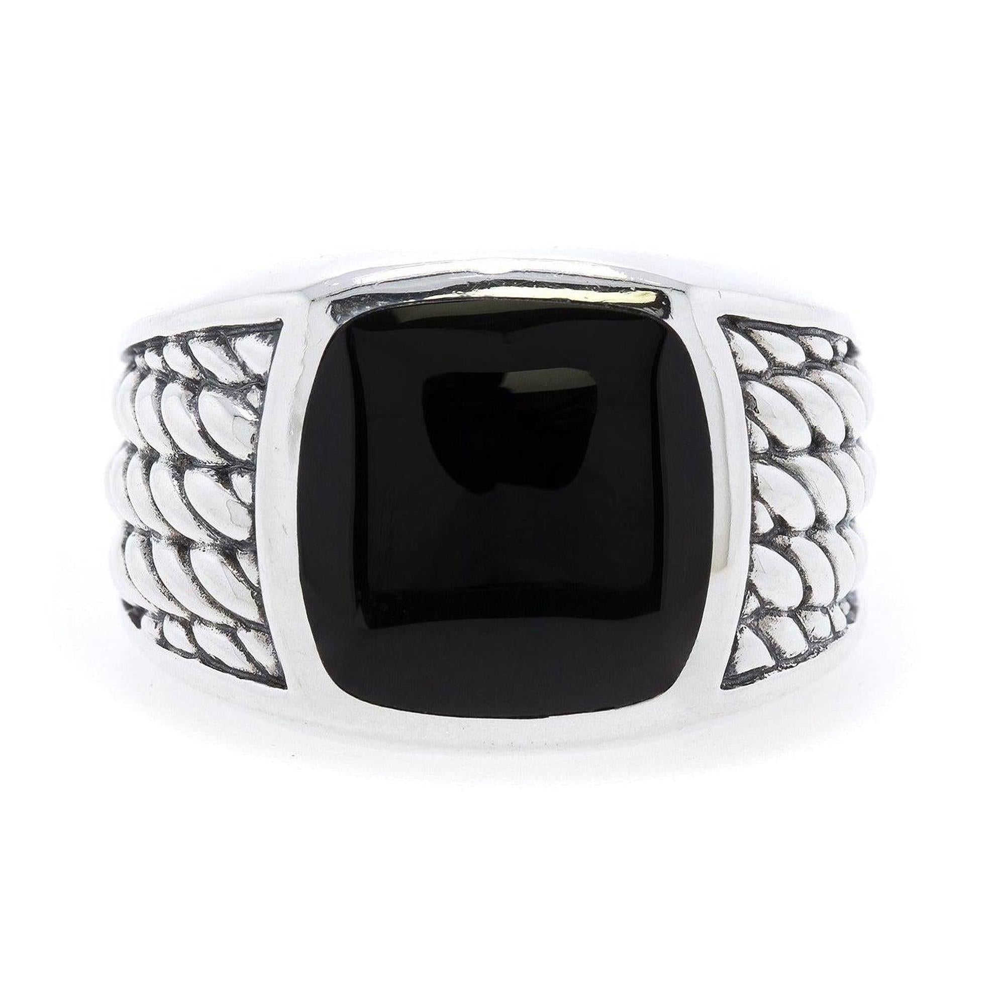 David Yurman Maritime Rope Signet Ring with Black Onyx