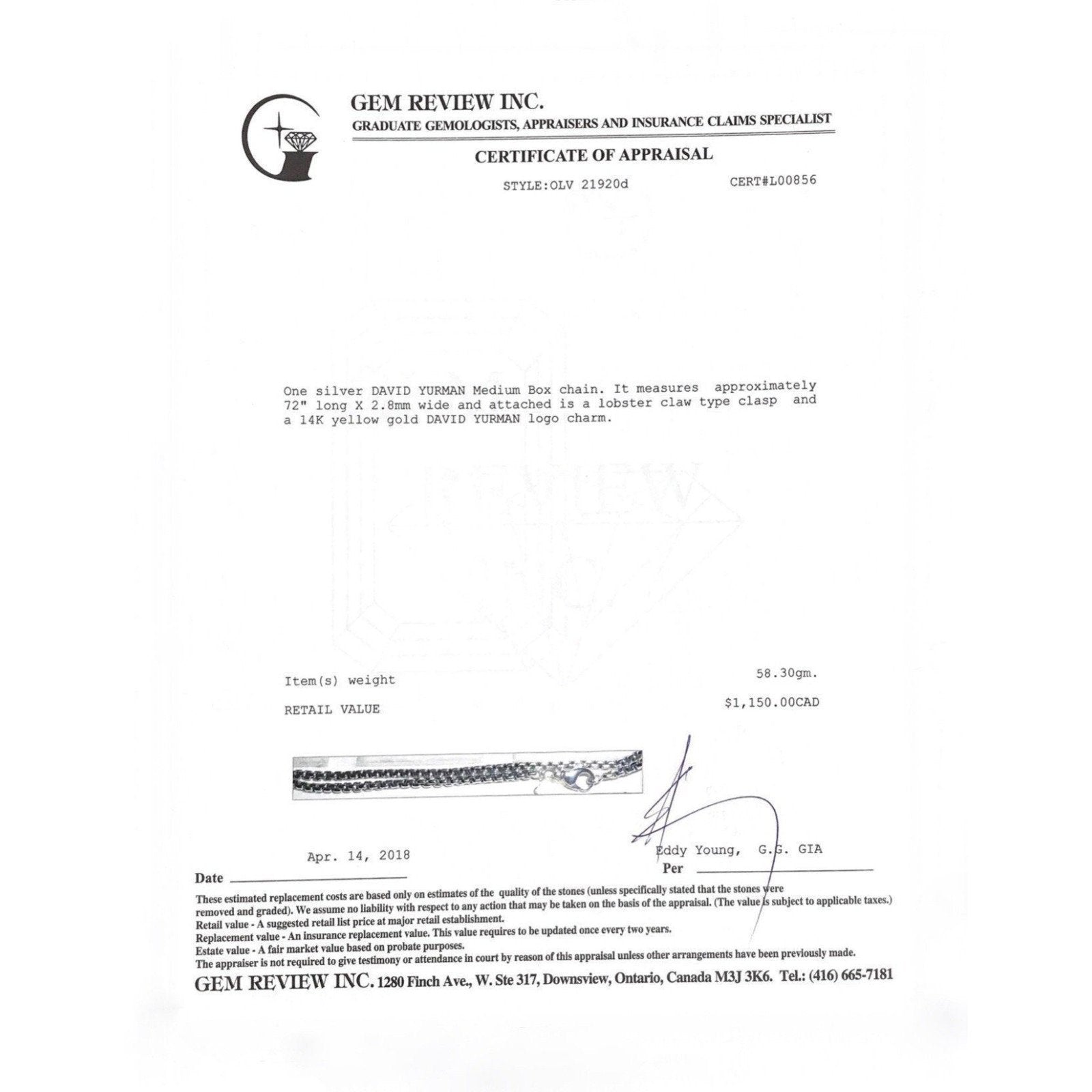 David Yurman Medium Box Chain Necklace