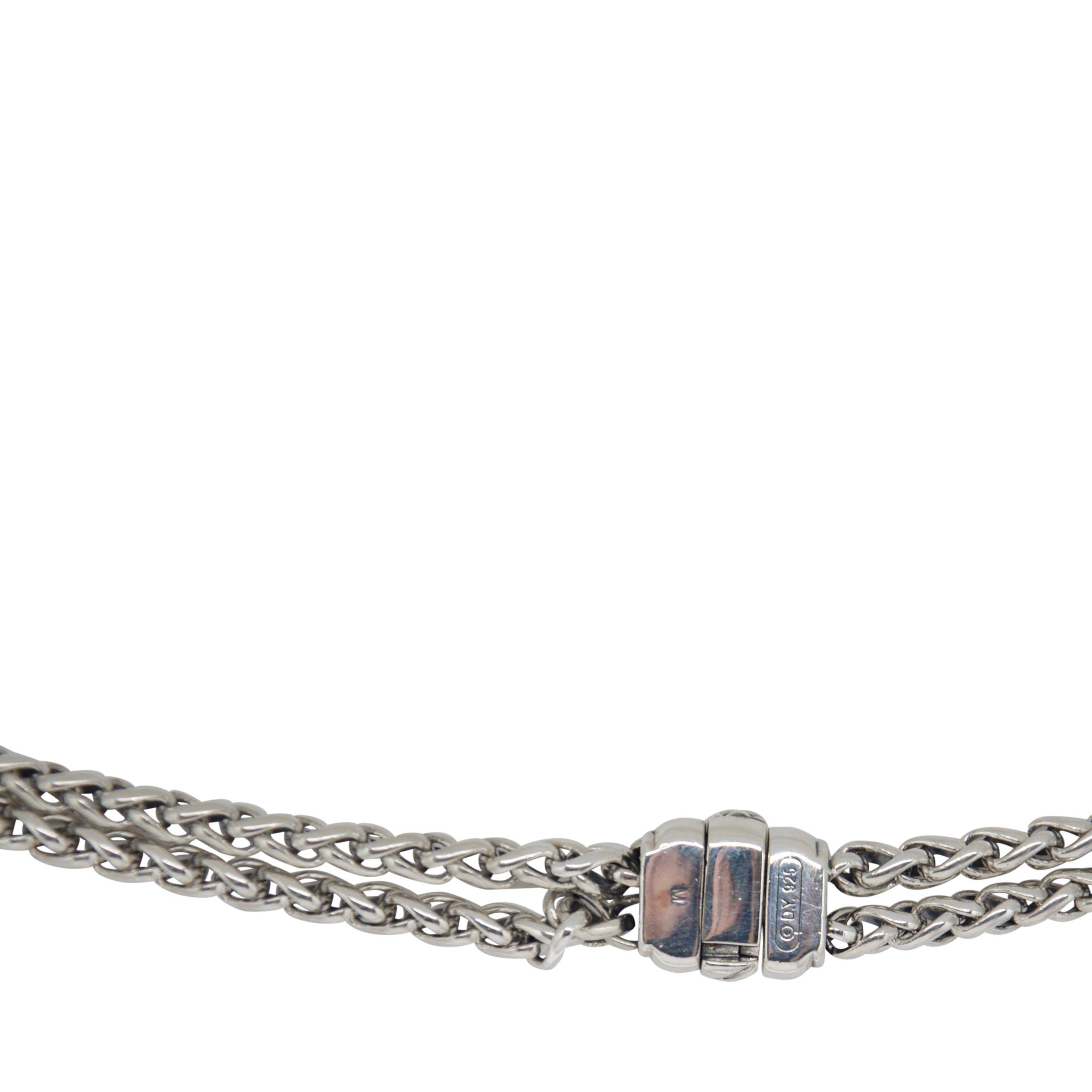 David Yurman Mother of Pearl & Diamond Albion Pendant on Double Wheat Chain Necklace with Diamonds