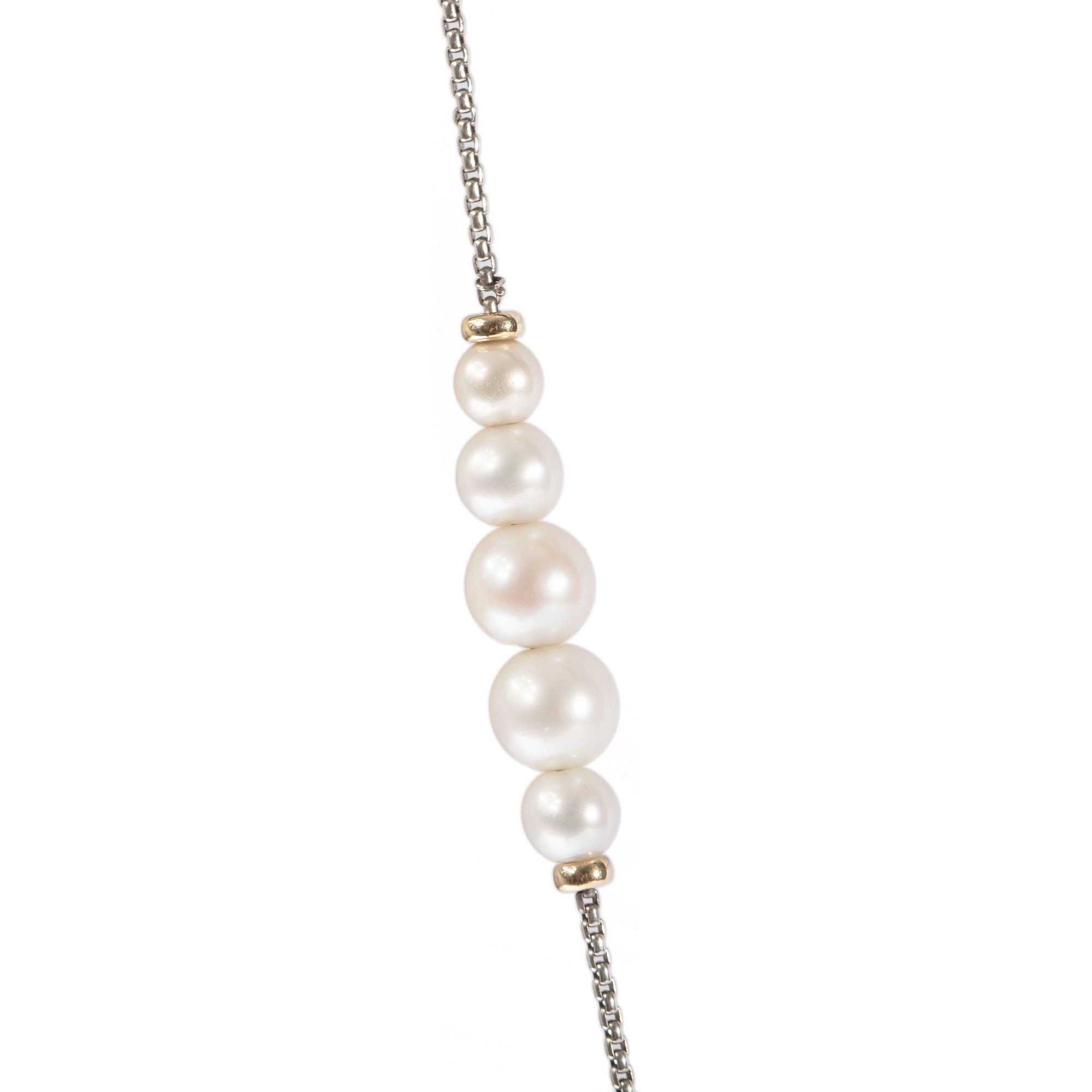 David Yurman Multi Pearl Station Box Chain Necklace