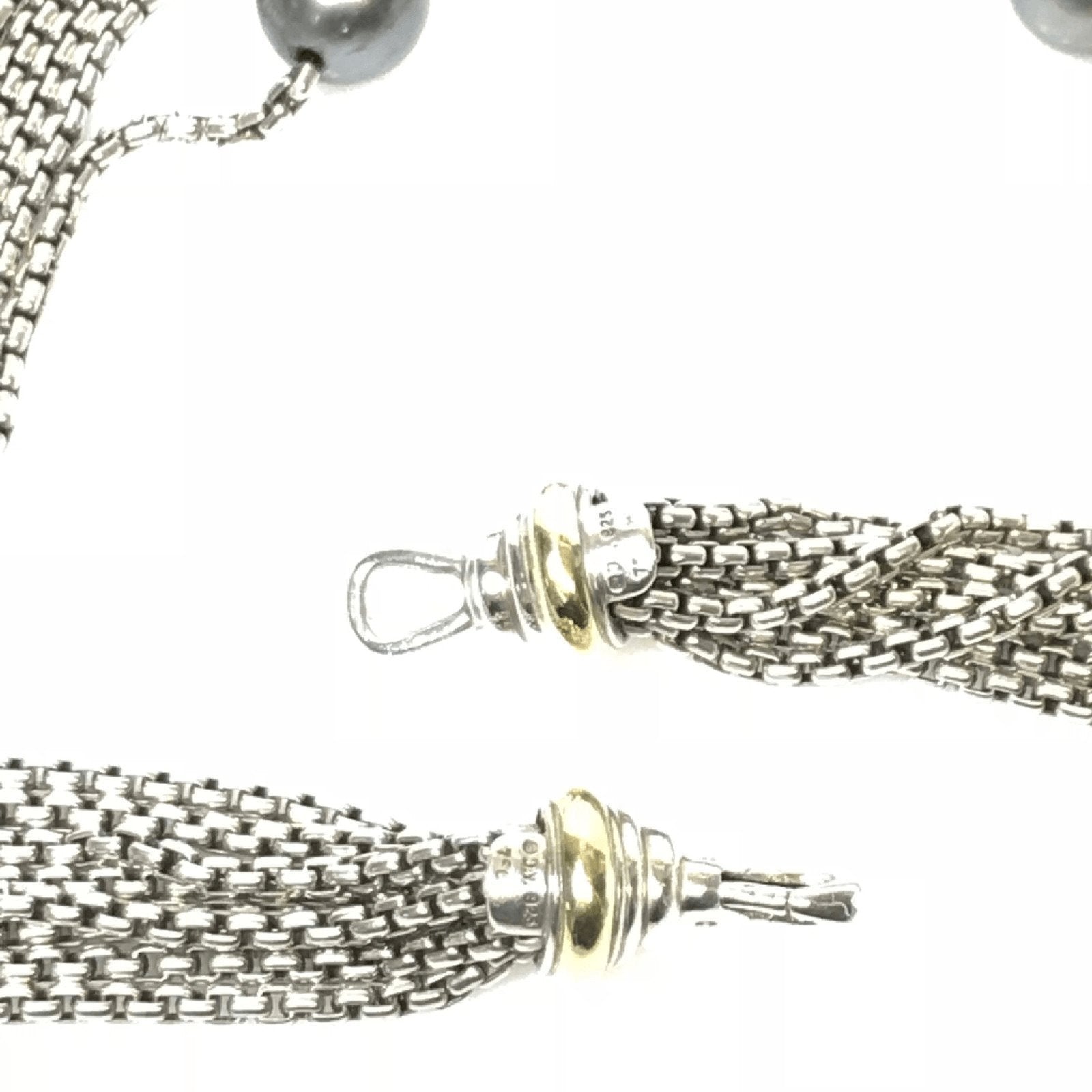David Yurman Multi Strand Pave Diamond and Black Pearl Necklace