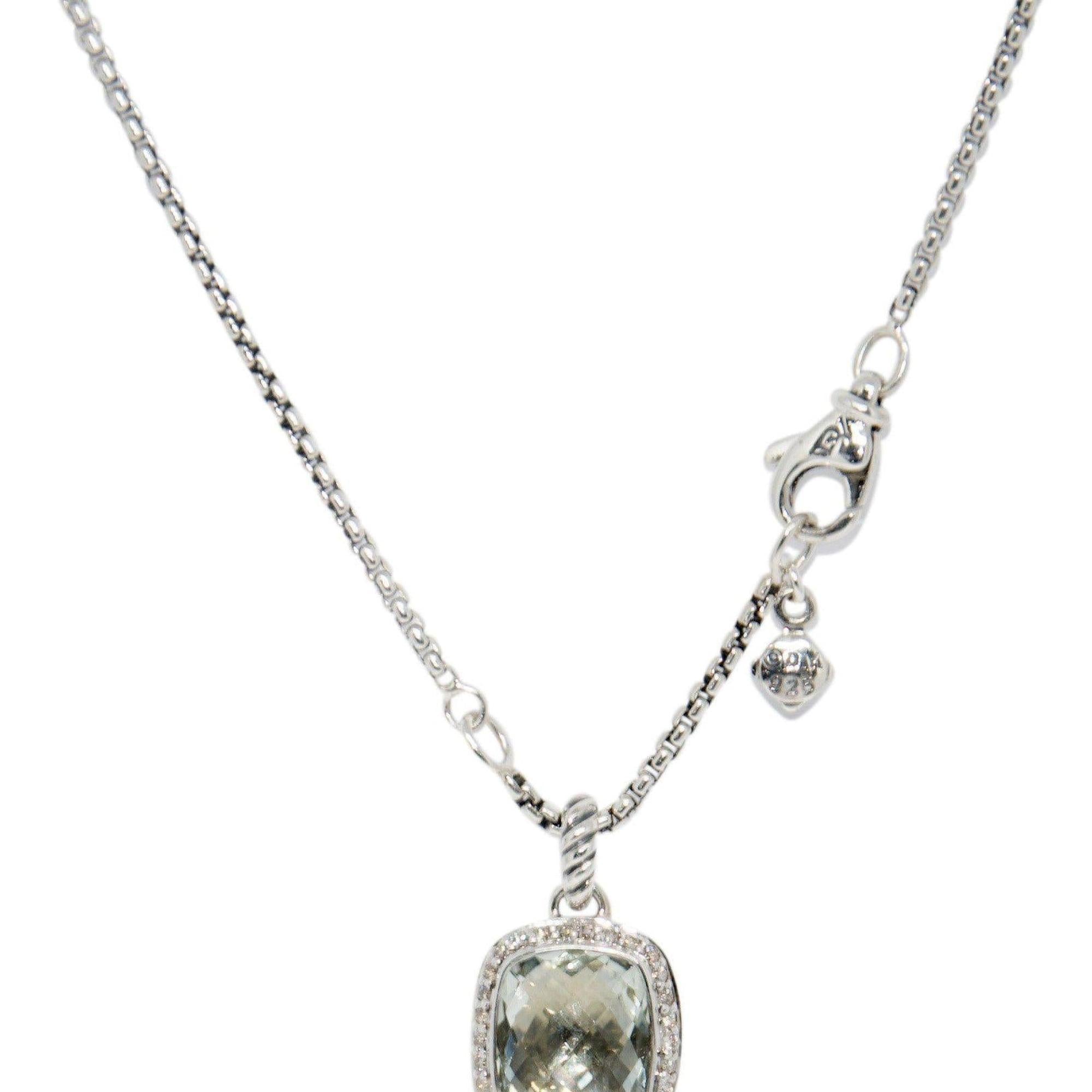David Yurman Noblesse Pendant Necklace with Prasiolite and Diamonds