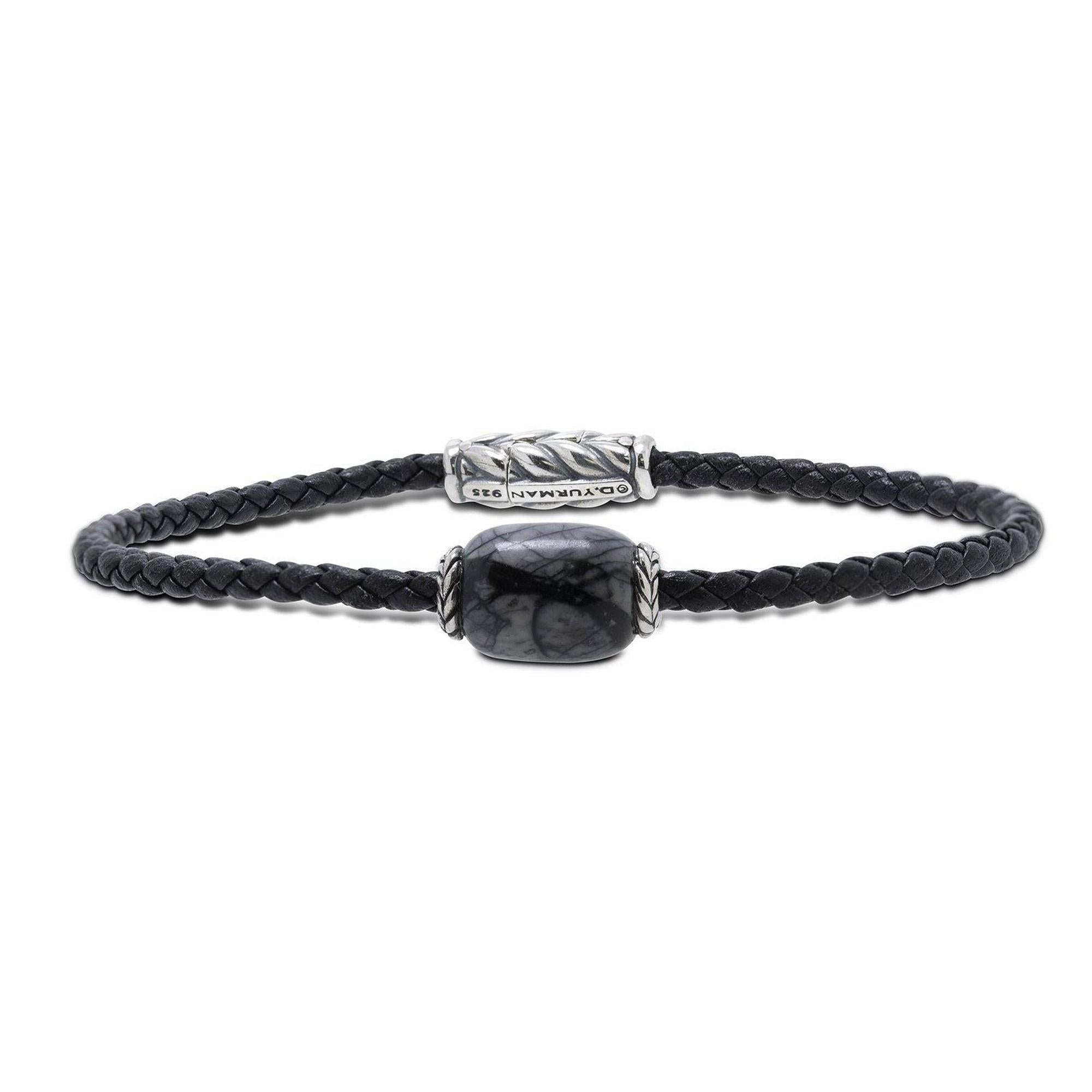 David Yurman Ojime Leather Bracelet with Meteorite