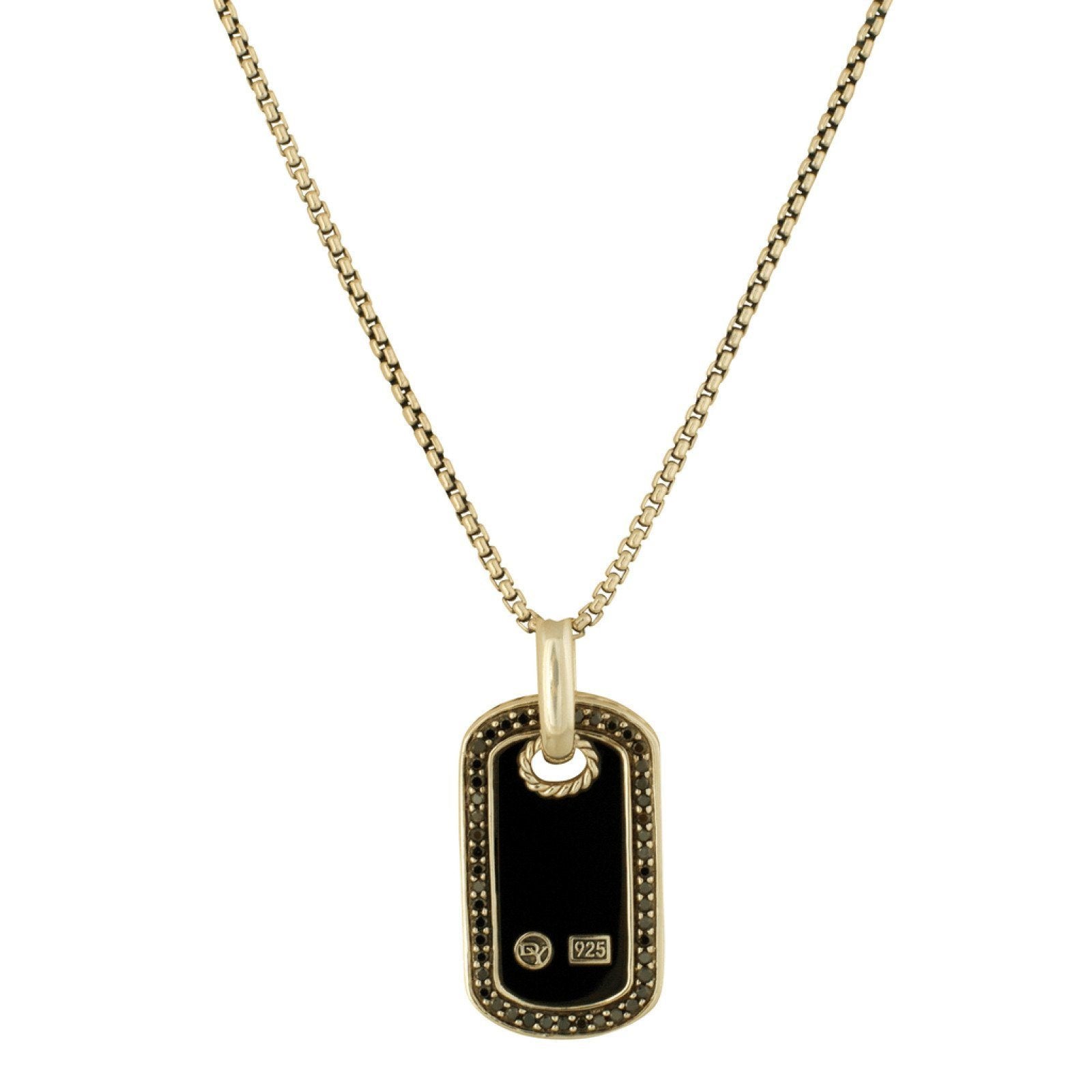 David Yurman Onyx and Black Diamond Tag Pendant