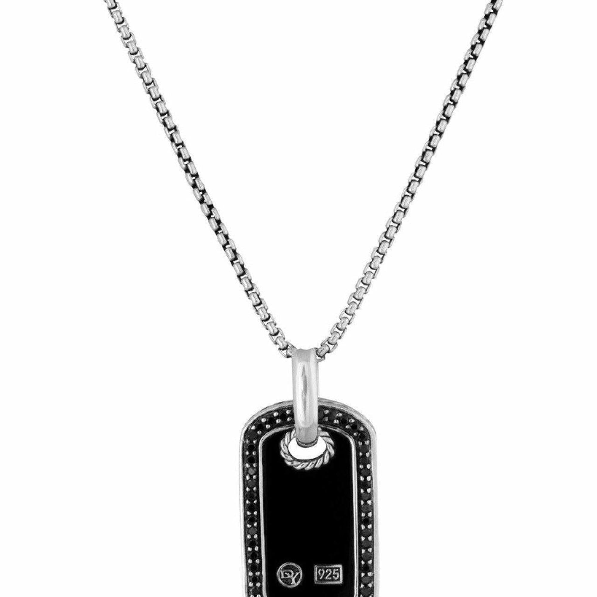 David Yurman Onyx and Black Diamond Tag Pendant