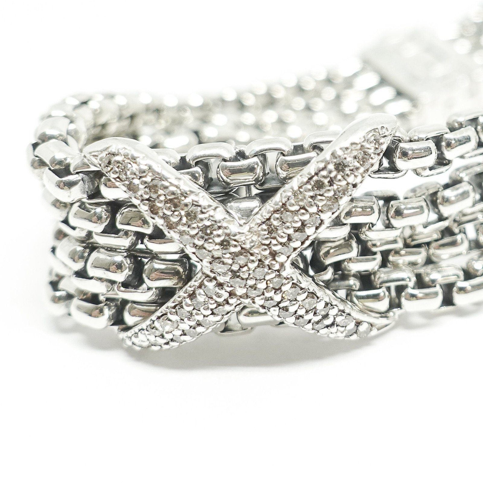 David Yurman Pave Diamond Double X Four Strand Bracelet