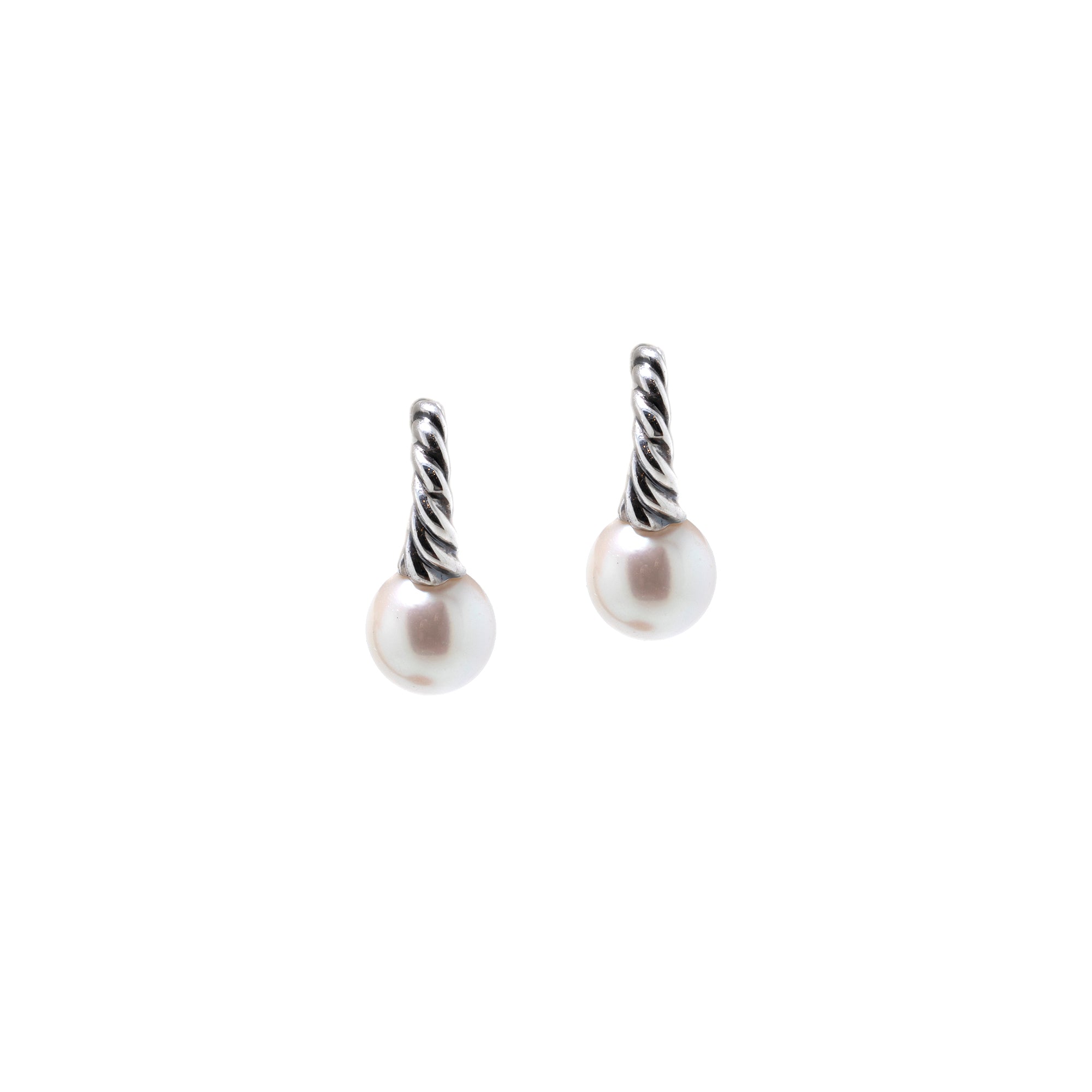 David Yurman Pearl Cable Hoop Earrings