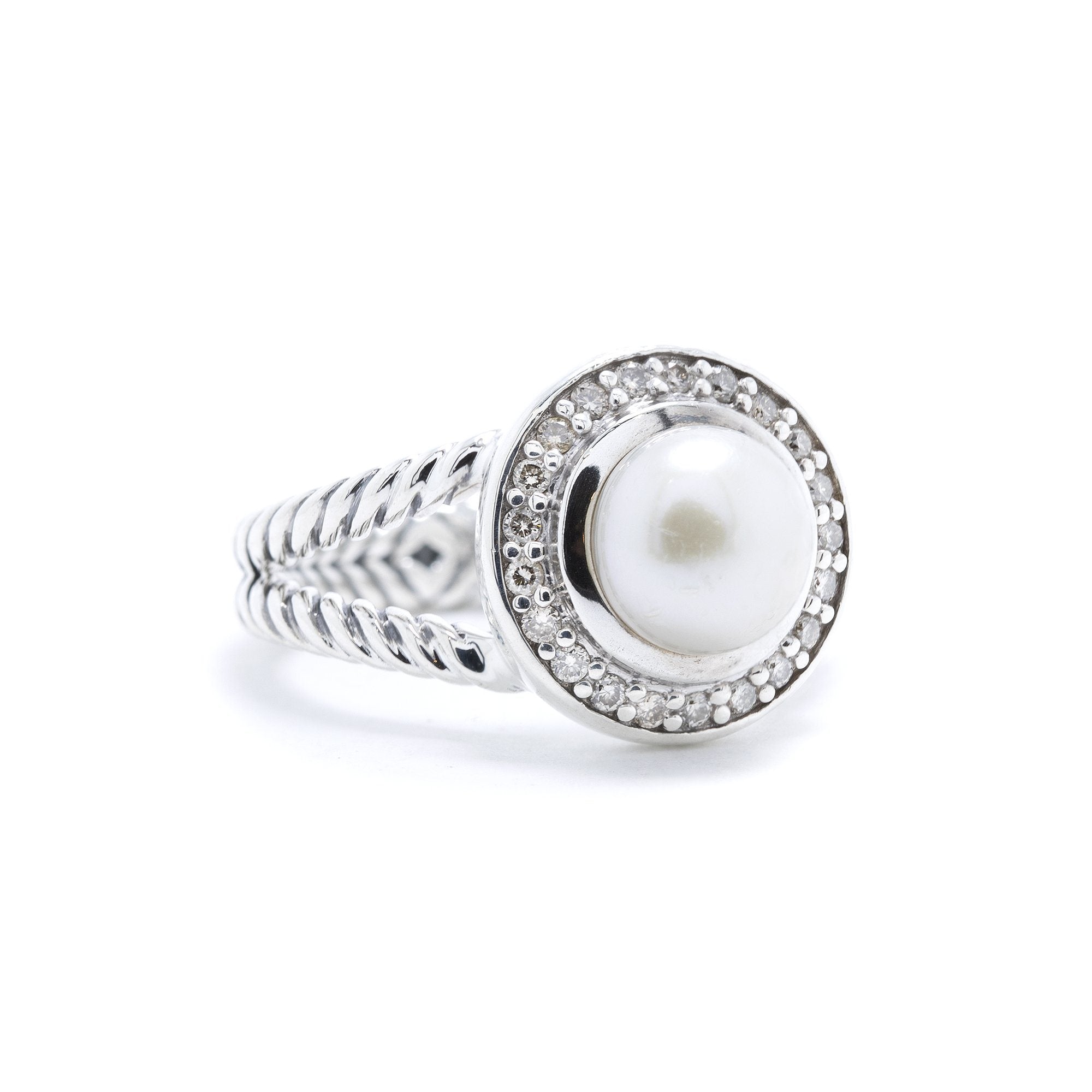 David Yurman Pearl Ring with Diamonds