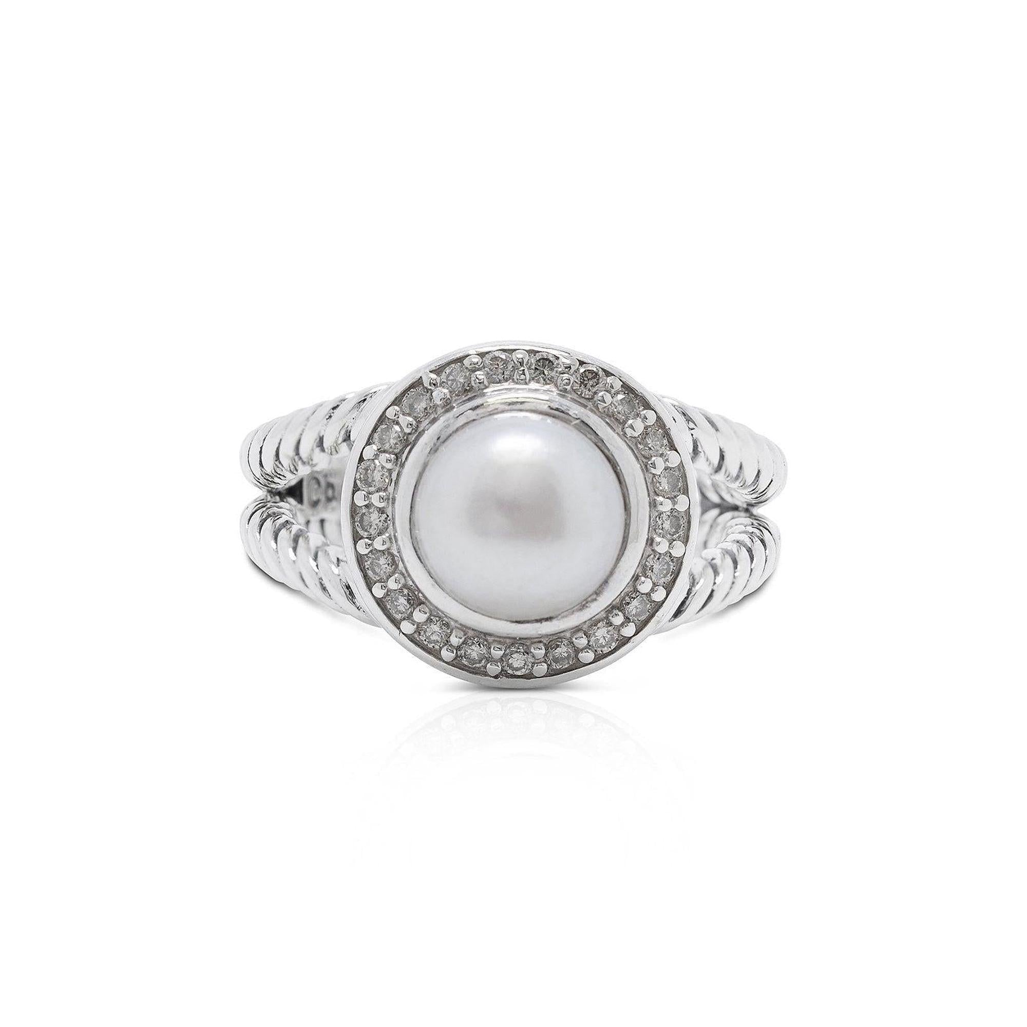 David Yurman Pearl Ring with Diamonds
