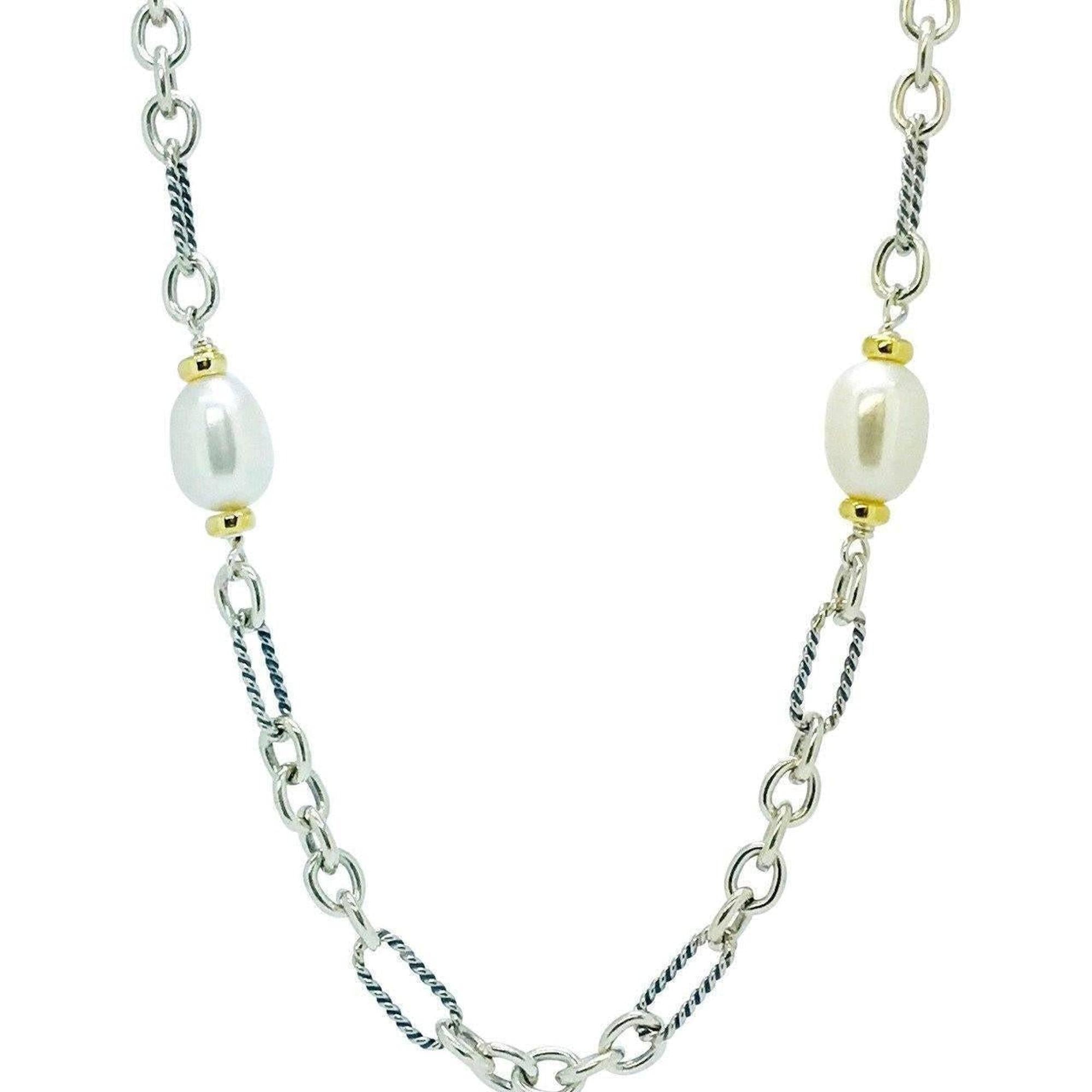 David Yurman Pearl Station Figaro Chain Necklace