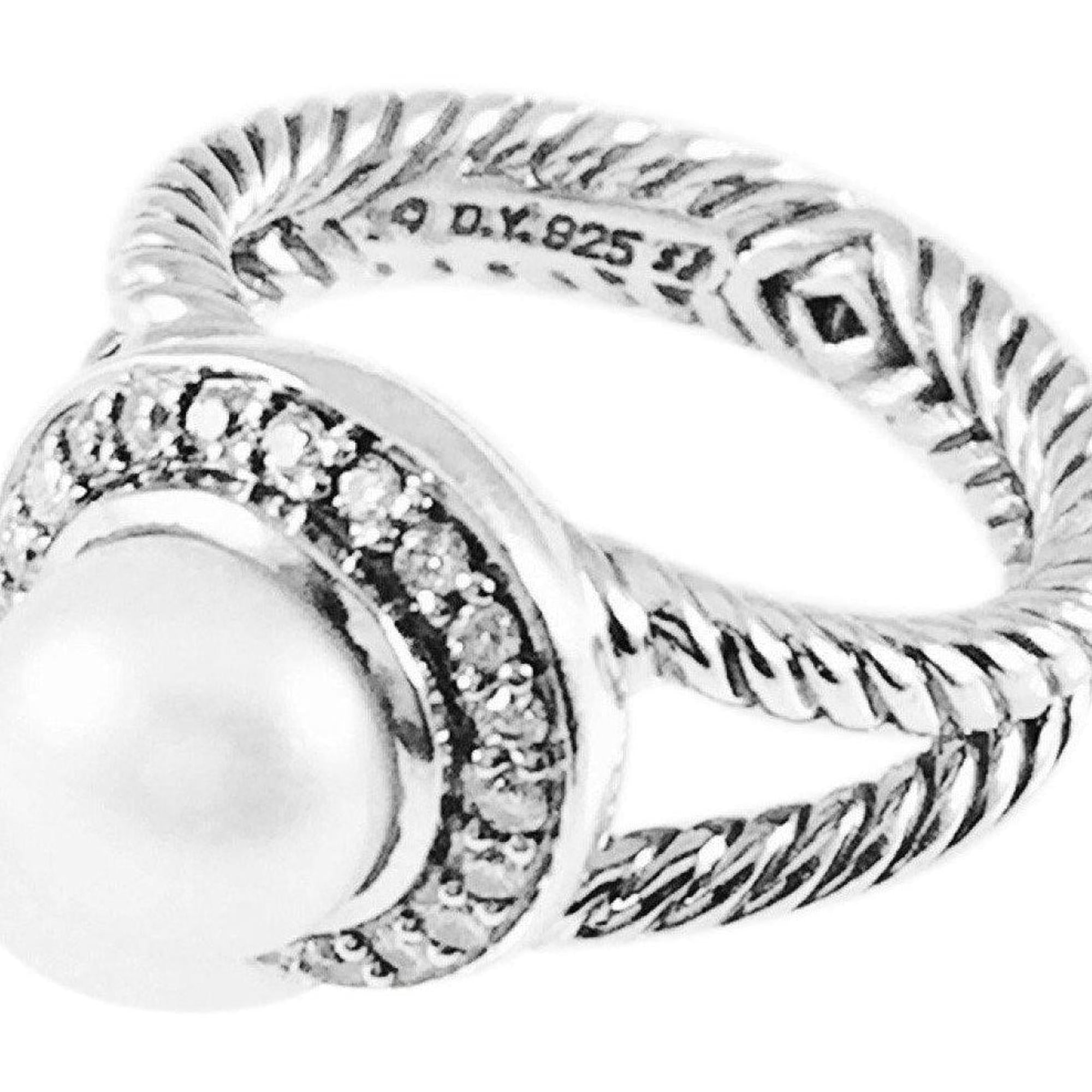 David Yurman Pearl and Diamond Cable Ring