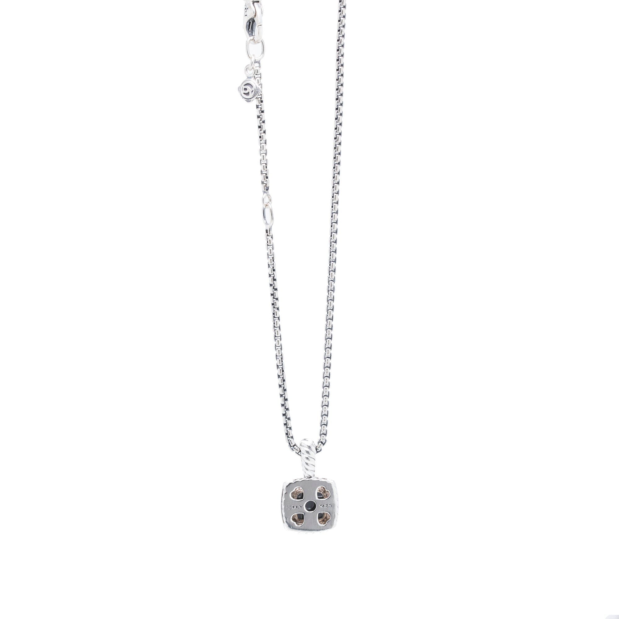 David Yurman Petite Albion Pendant Necklace with Black Orchid and Diamonds