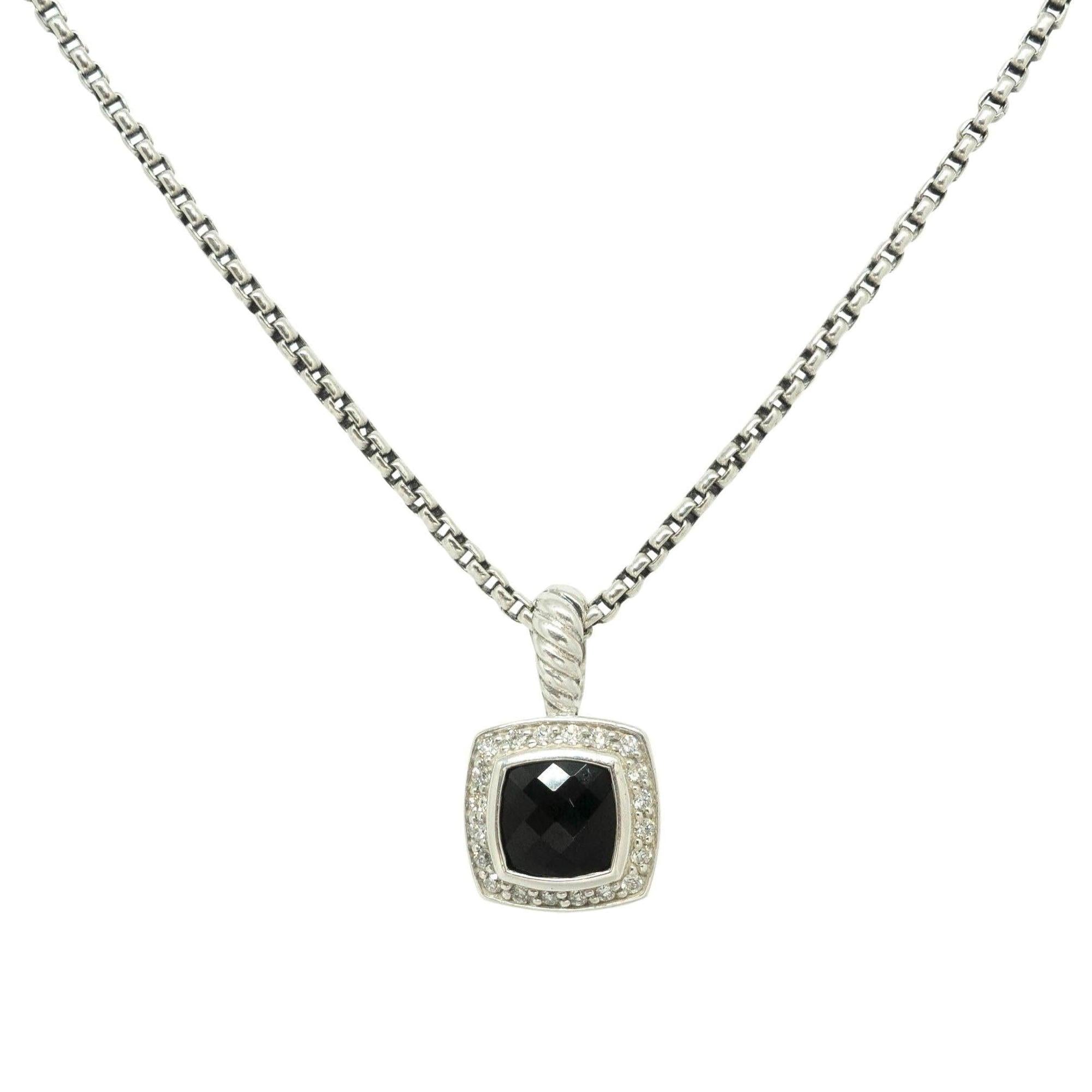 David Yurman Petite Albion Pendant with Black Onyx and Diamonds