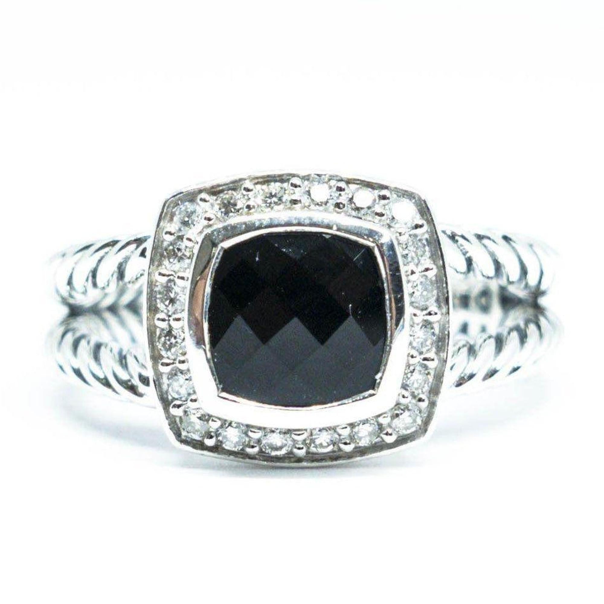 David Yurman Petite Albion Ring with Black Onyx and Diamonds
