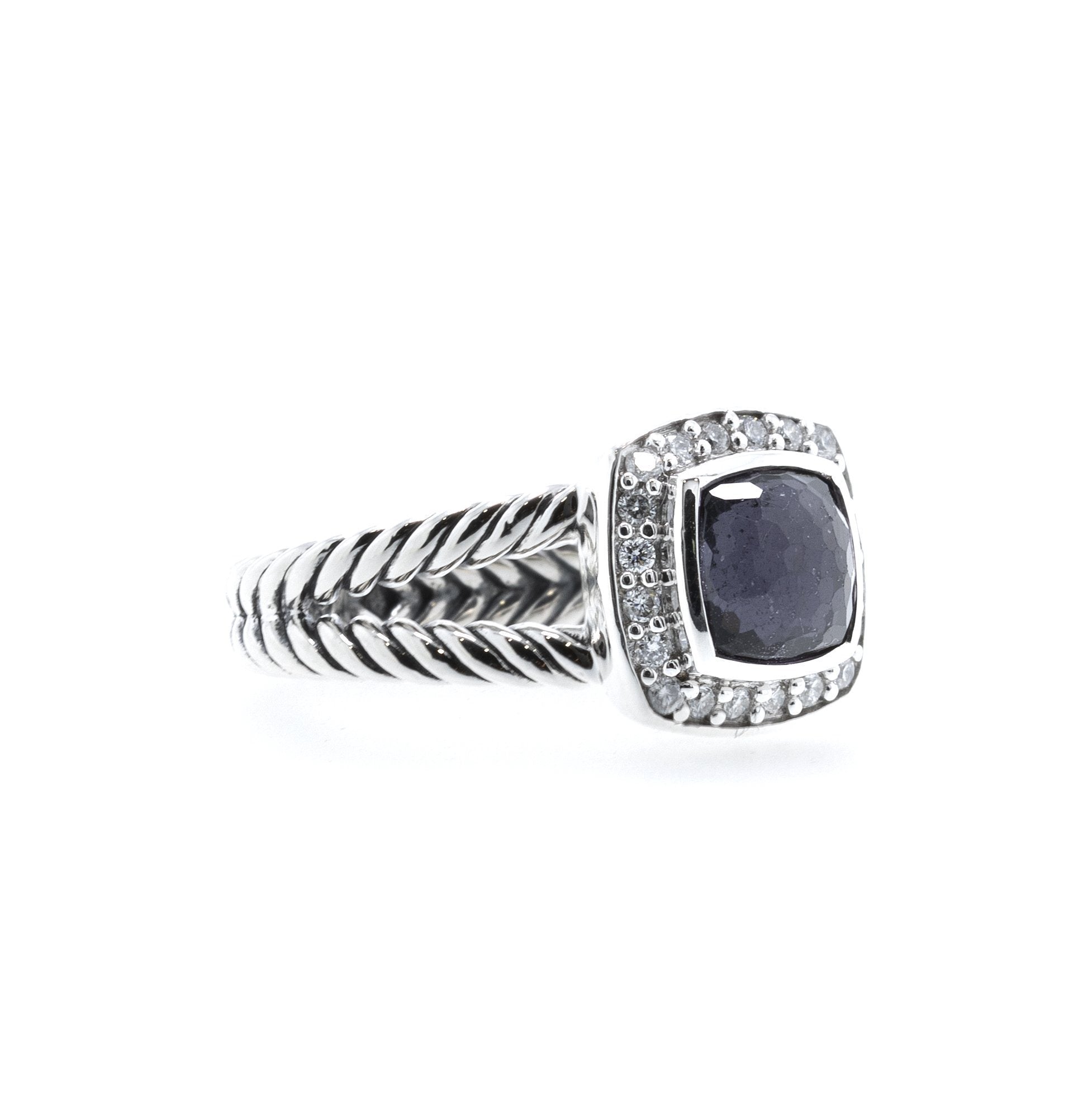 David Yurman Petite Albion Ring with Black Orchid and Diamonds