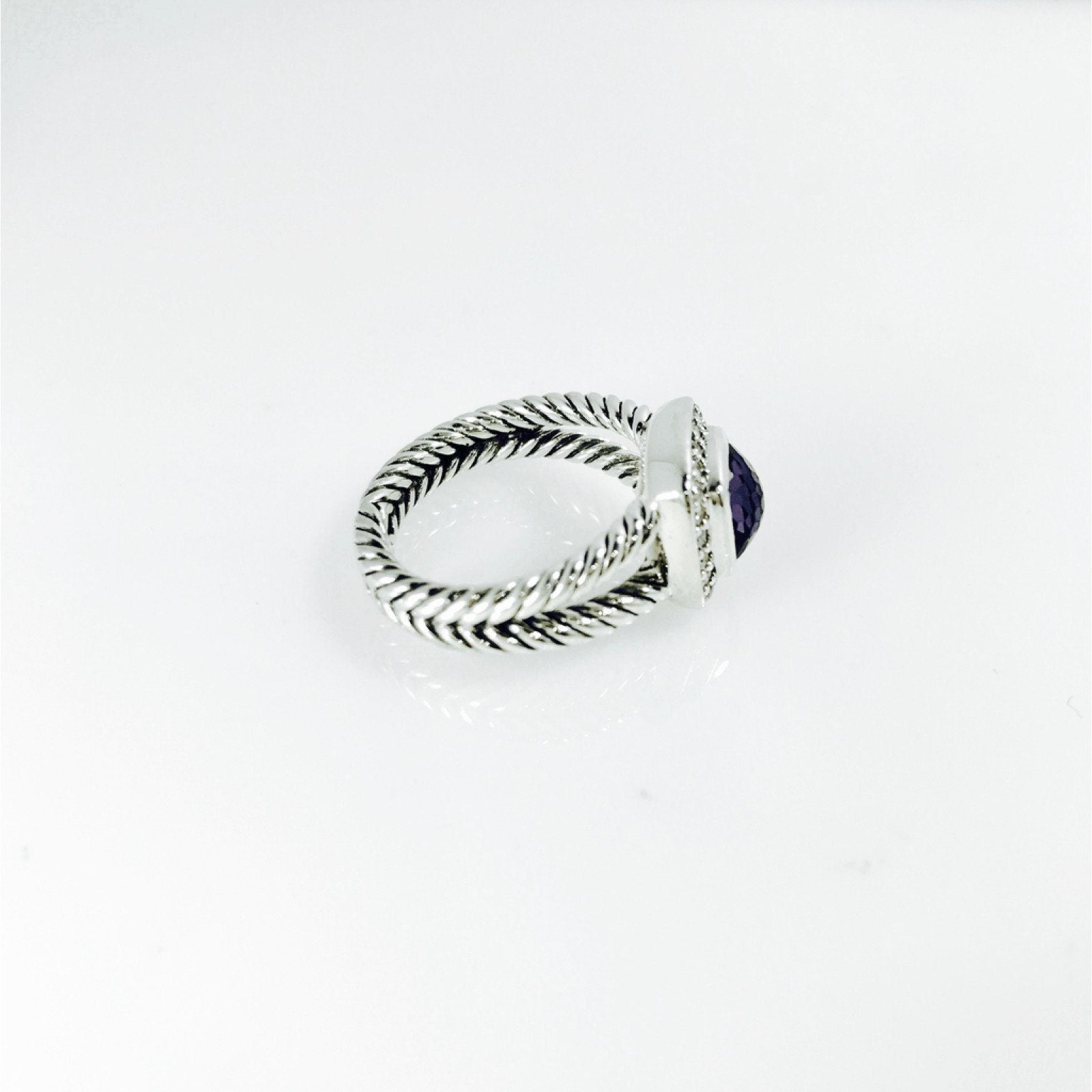 David Yurman Petite Albion Ring with Black Orchid and Diamonds