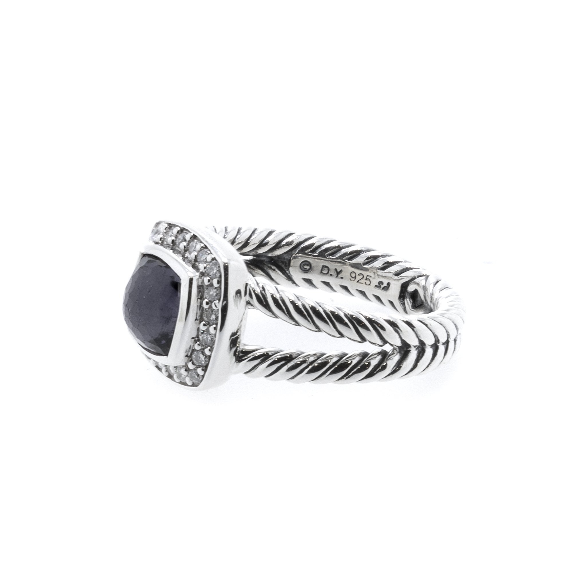 David Yurman Petite Albion Ring with Black Orchid and Diamonds