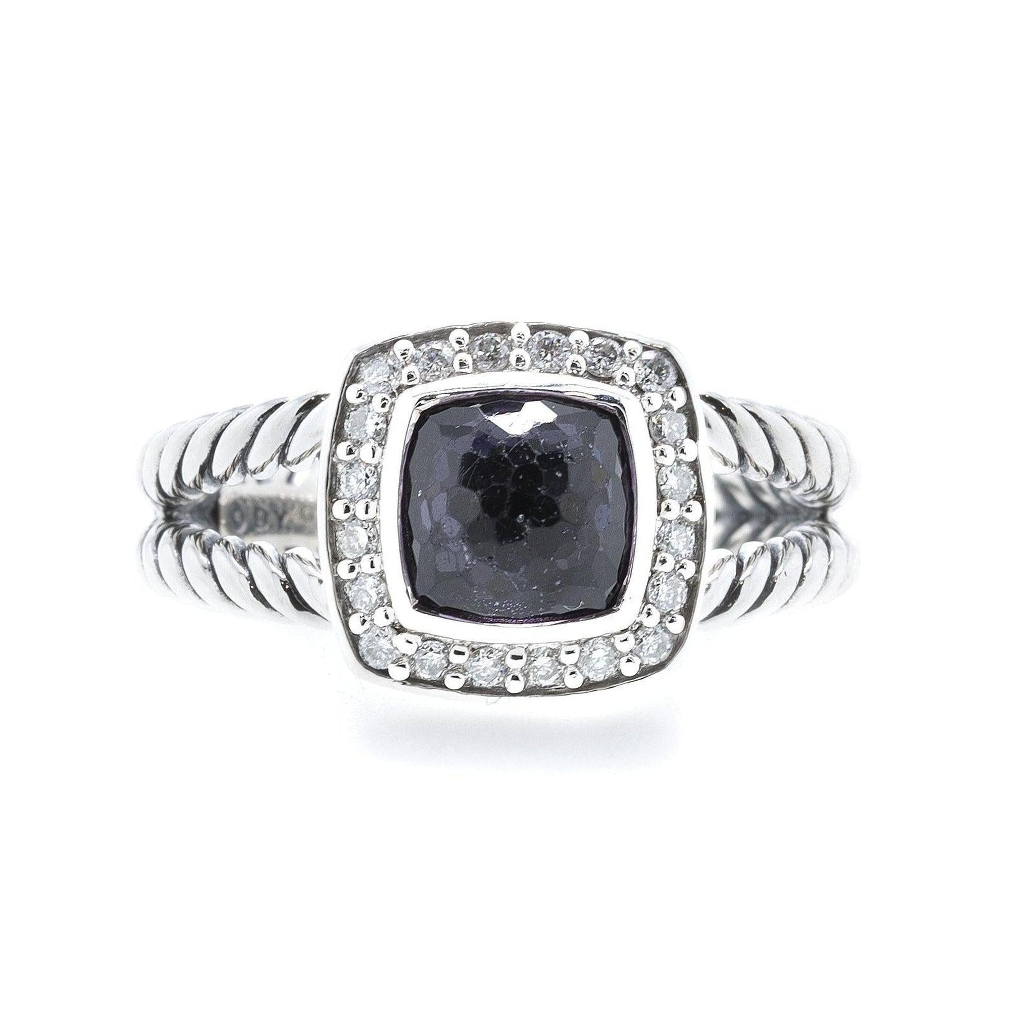 David Yurman Petite Albion Ring with Black Orchid and Diamonds
