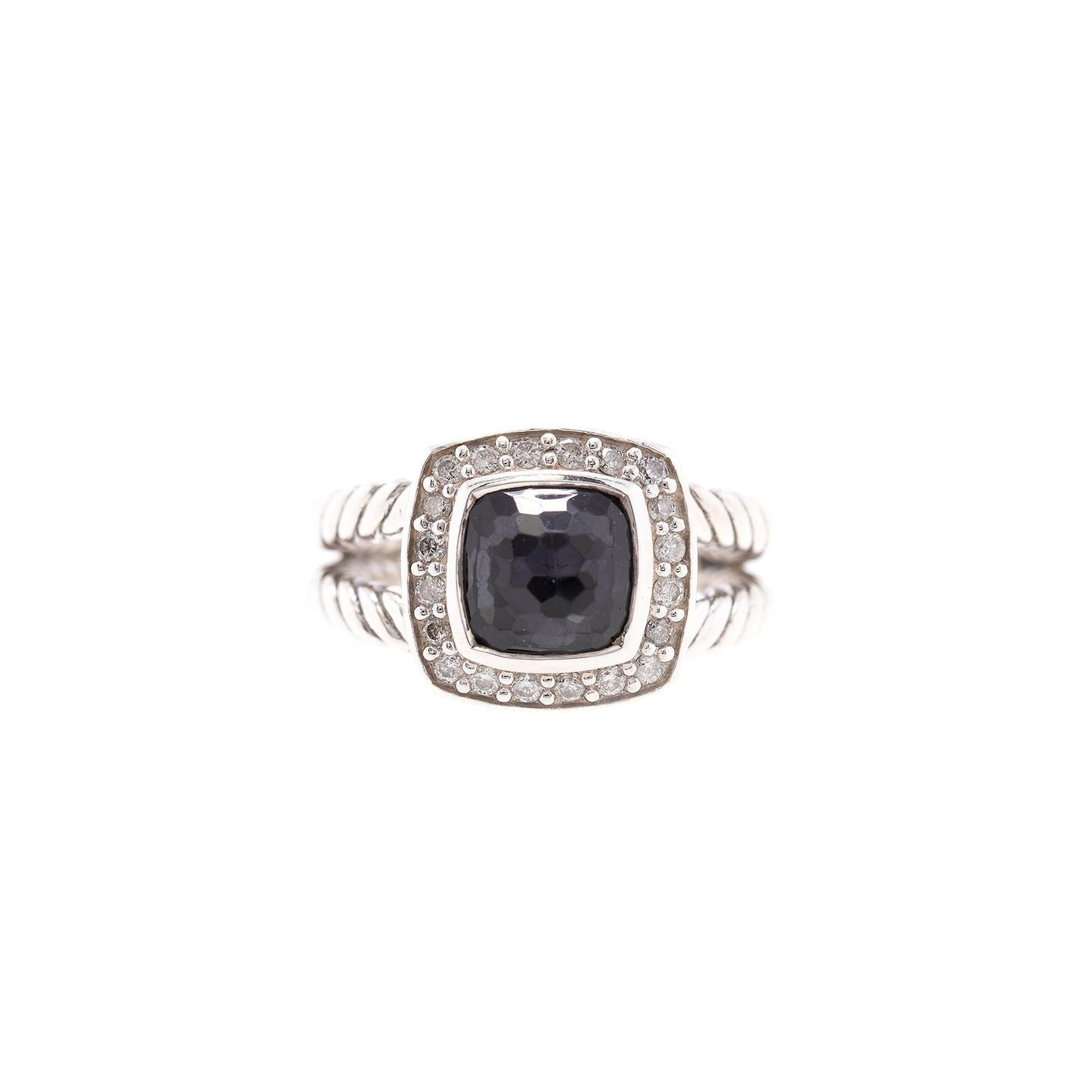 David Yurman Petite Albion Ring with Black Orchid and Diamonds