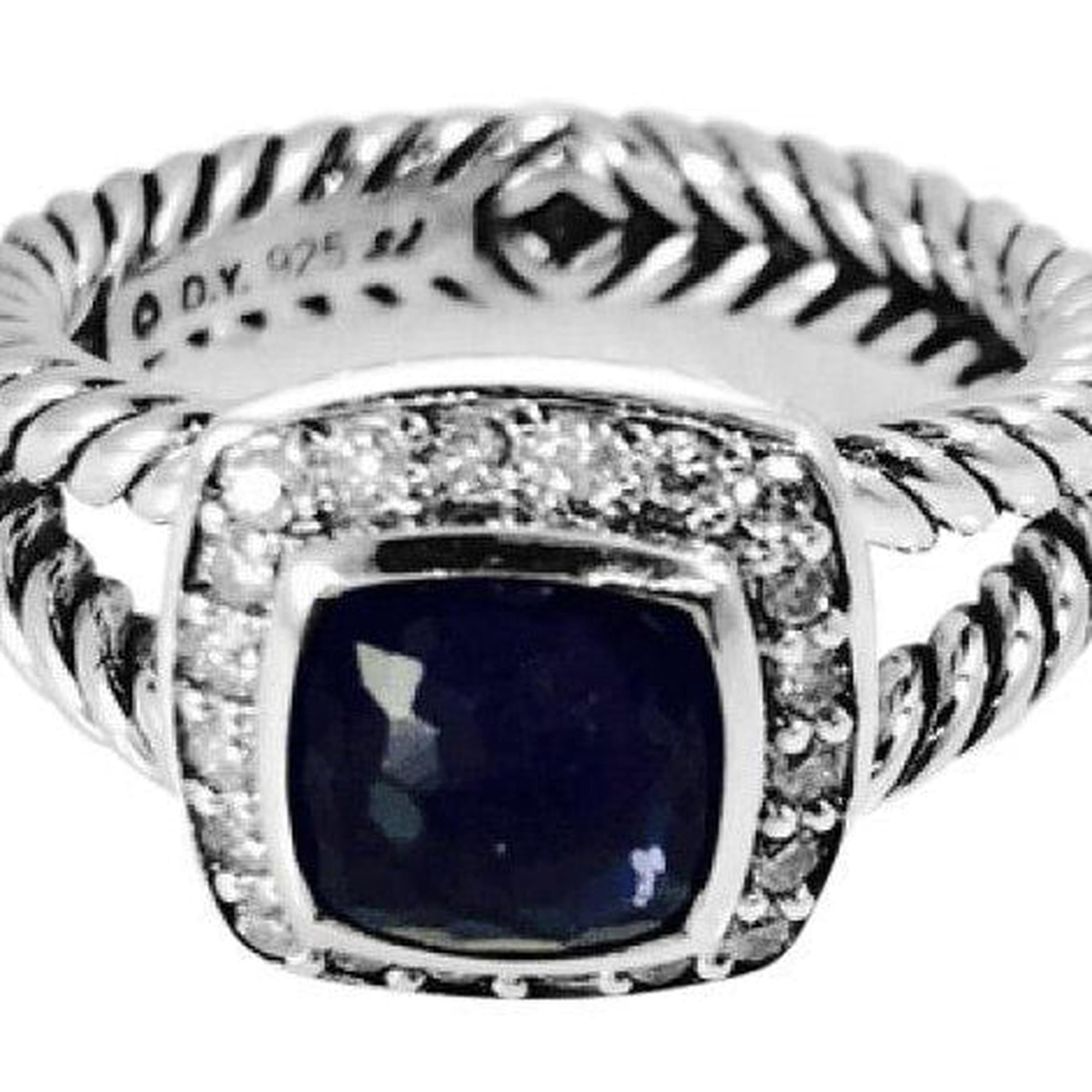 David Yurman Petite Albion Ring with Black Orchid and Diamonds