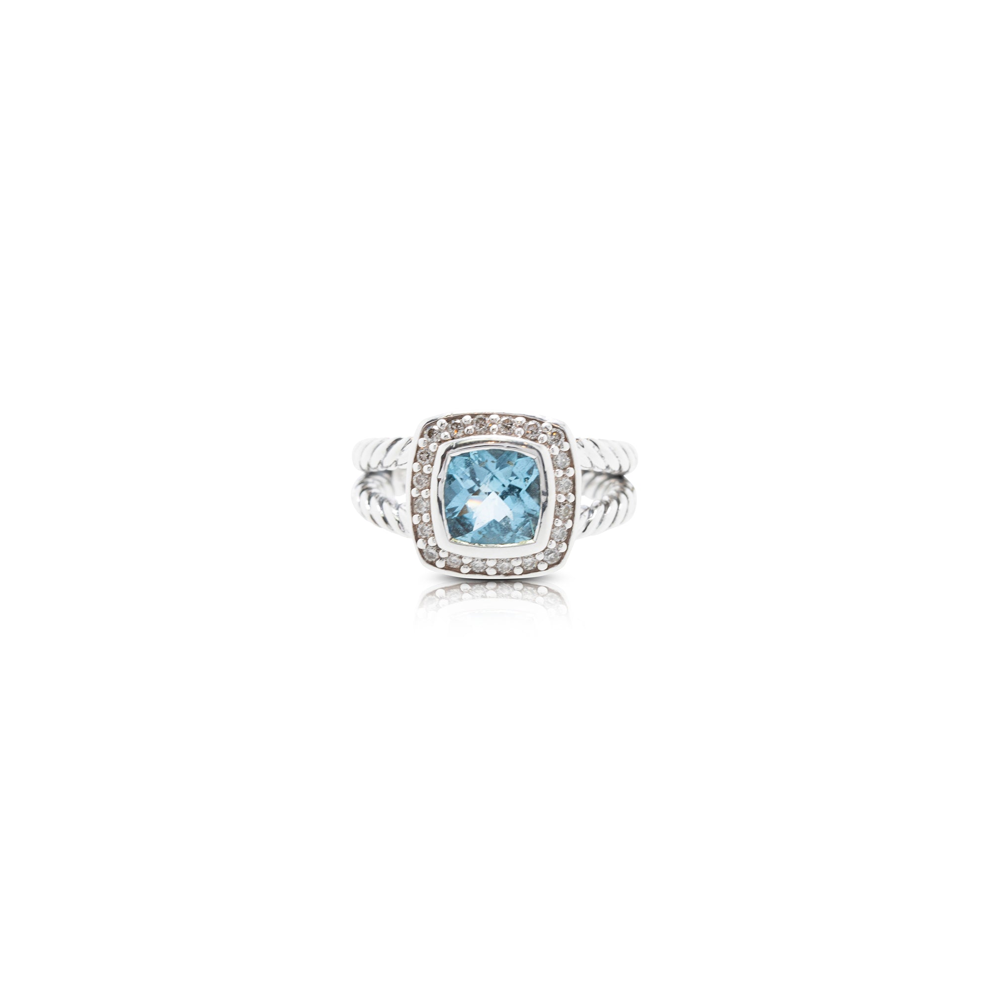 David Yurman Petite Albion Ring with Blue Topaz and Diamonds