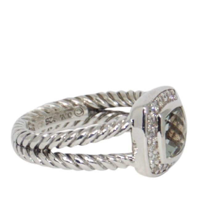 David Yurman Petite Albion Ring with Prasiolite and Diamonds